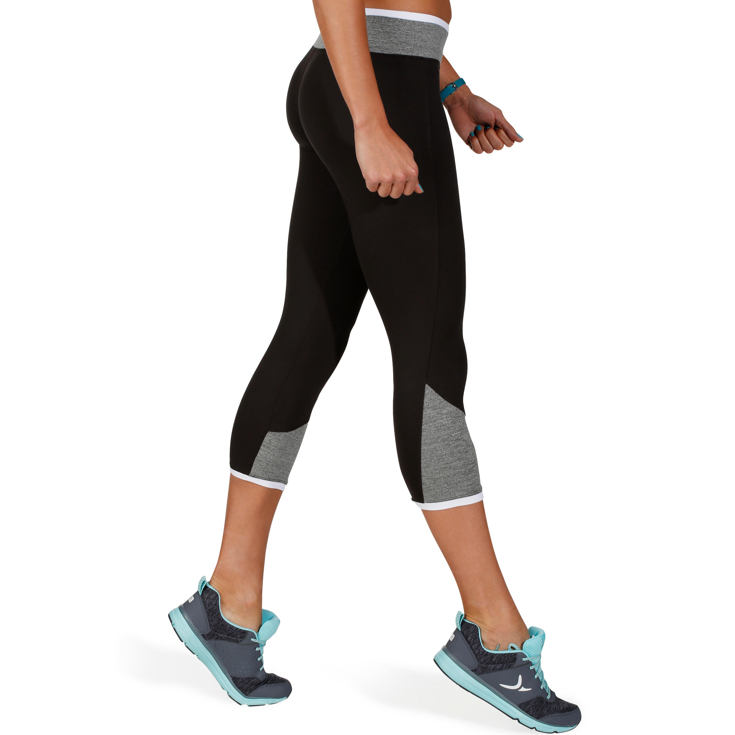 Women's Two-Colour Fitness 7/8 Leggings - Black/White 3/11