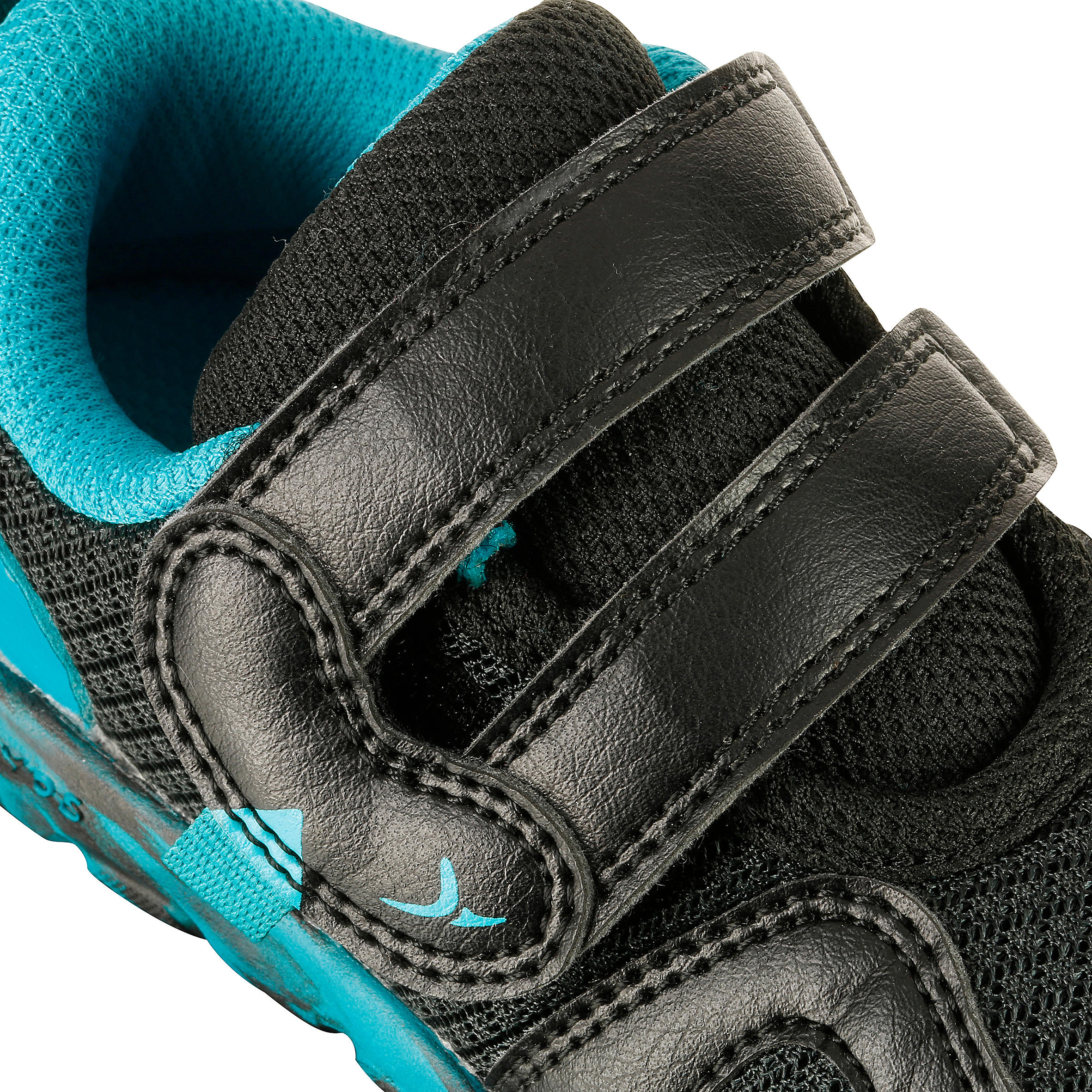 Feasy Light Baby Gym Shoes - Black/Turquoise/Multicoloured Sole 10/18