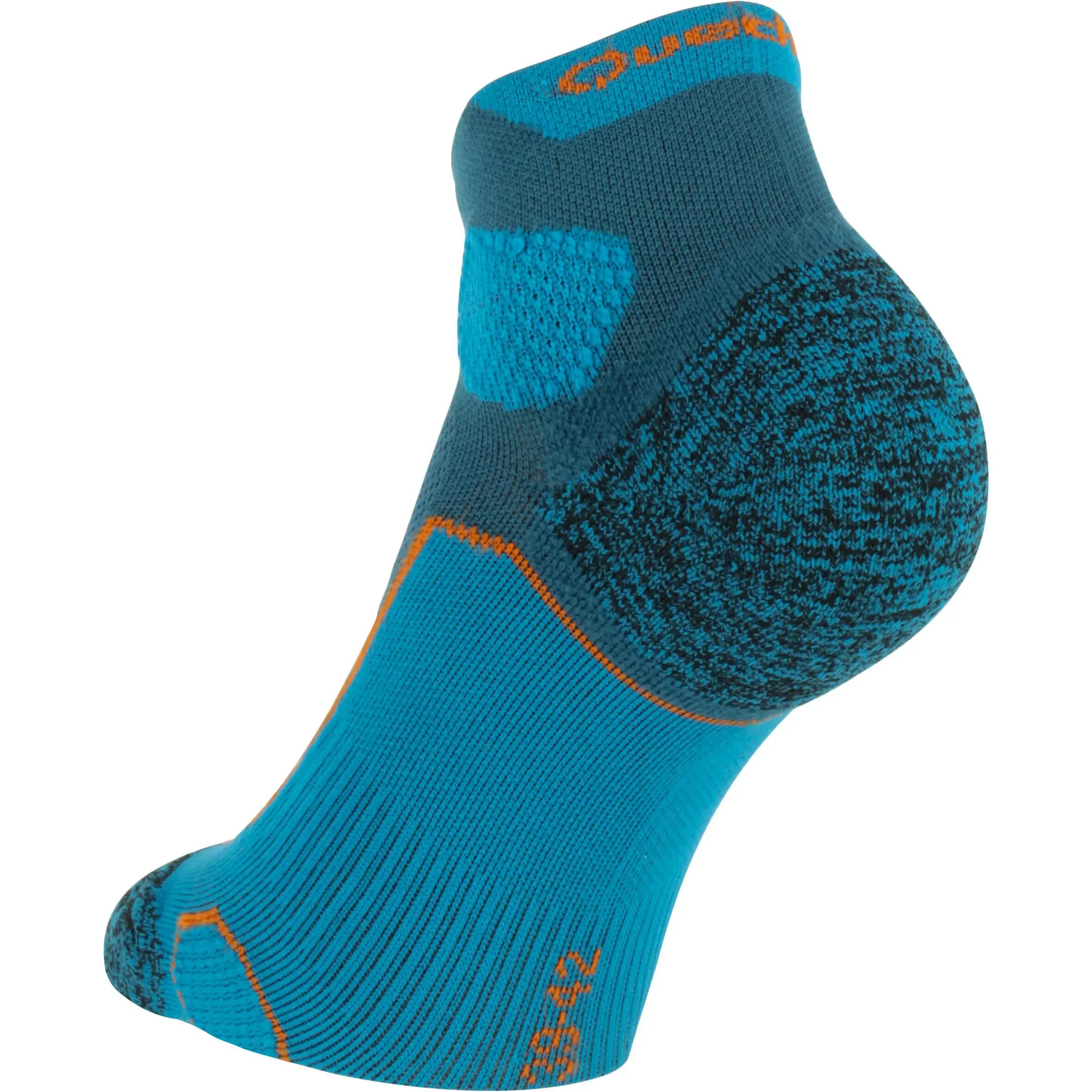 2 pairs of mountain hiking adult mid upper socks Forclaz 500 Blue 4/7
