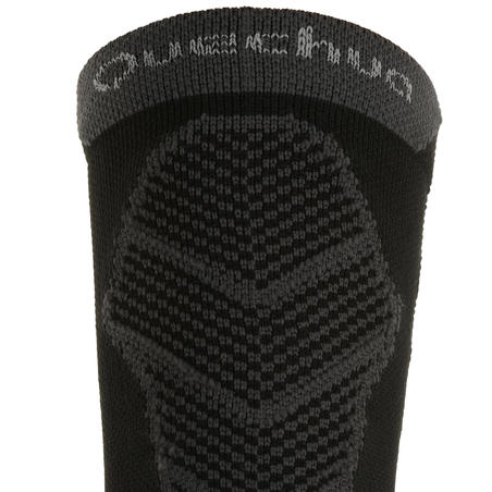 Chaussettes de randonnée montagne tiges high. 2 paires MH 500 noir gris.