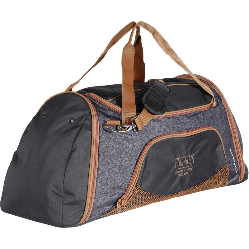 Large Horse Riding Equipment Bag 65L Mottled Grey/Camel Decathlon