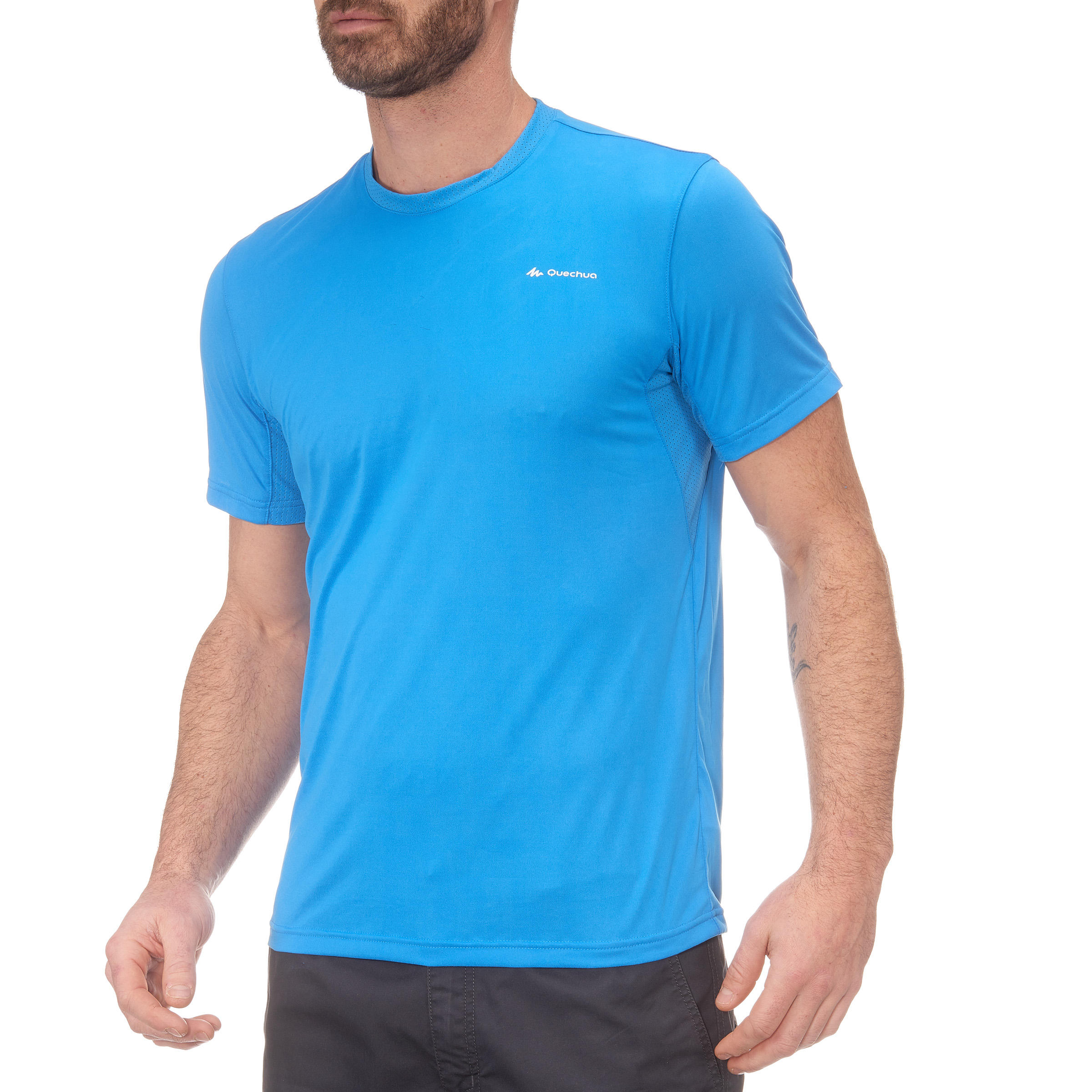 MH100 Men's Short Sleeve Mountain Hiking T-shirt - Blue 2/12