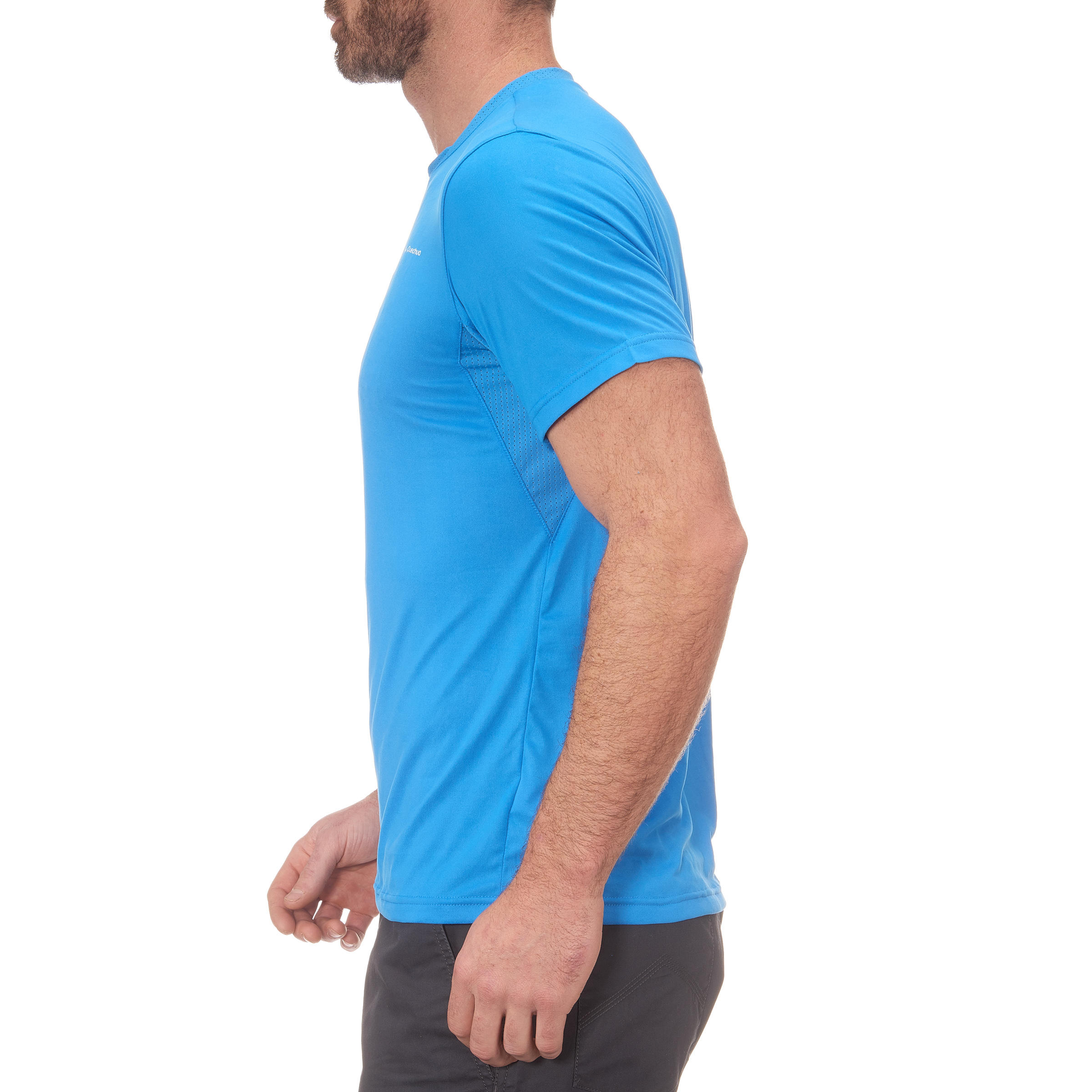 MH100 Men's Short Sleeve Mountain Hiking T-shirt - Blue 3/12