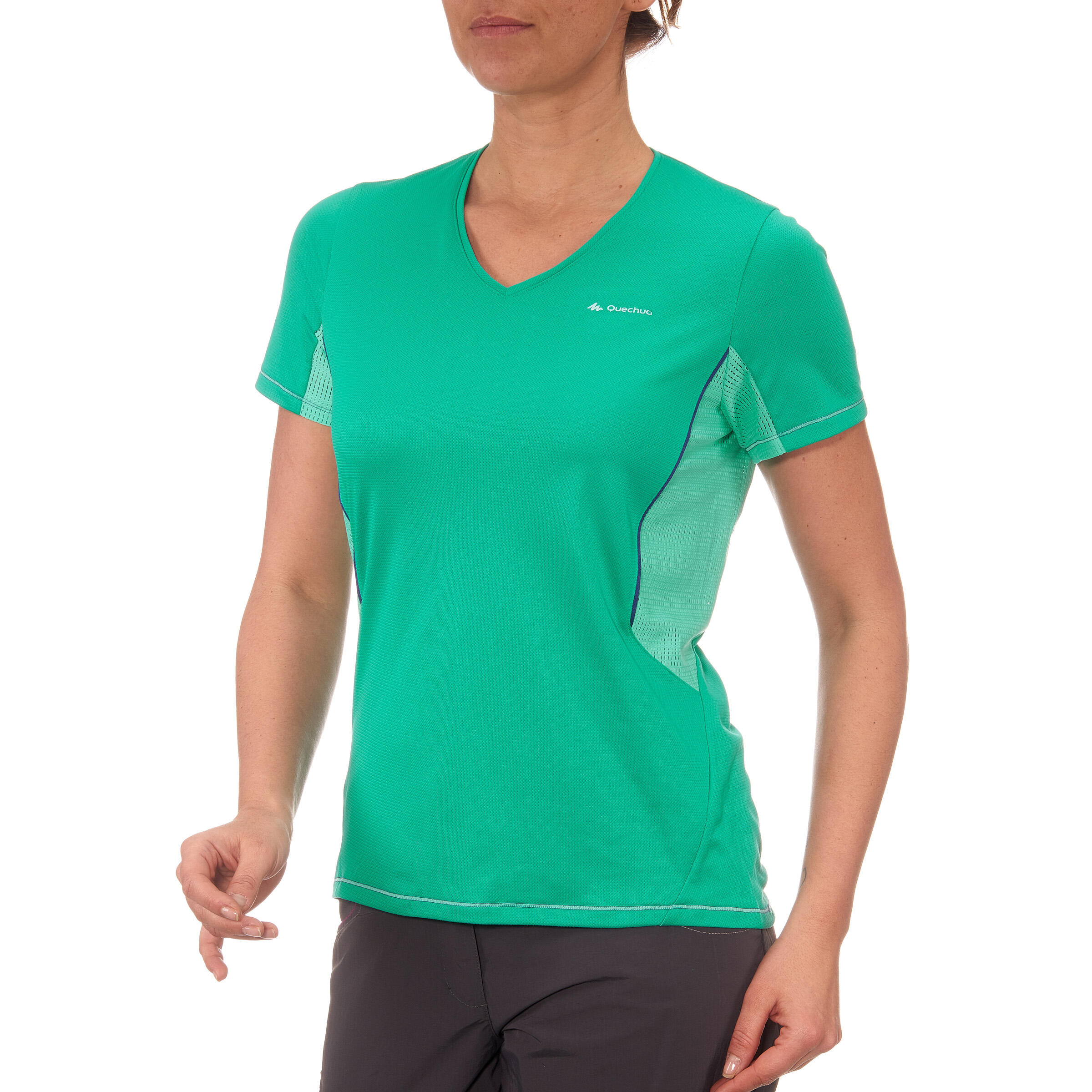 Women's Forclaz 100 short-sleeved Hiking T-shirt Green 2/11
