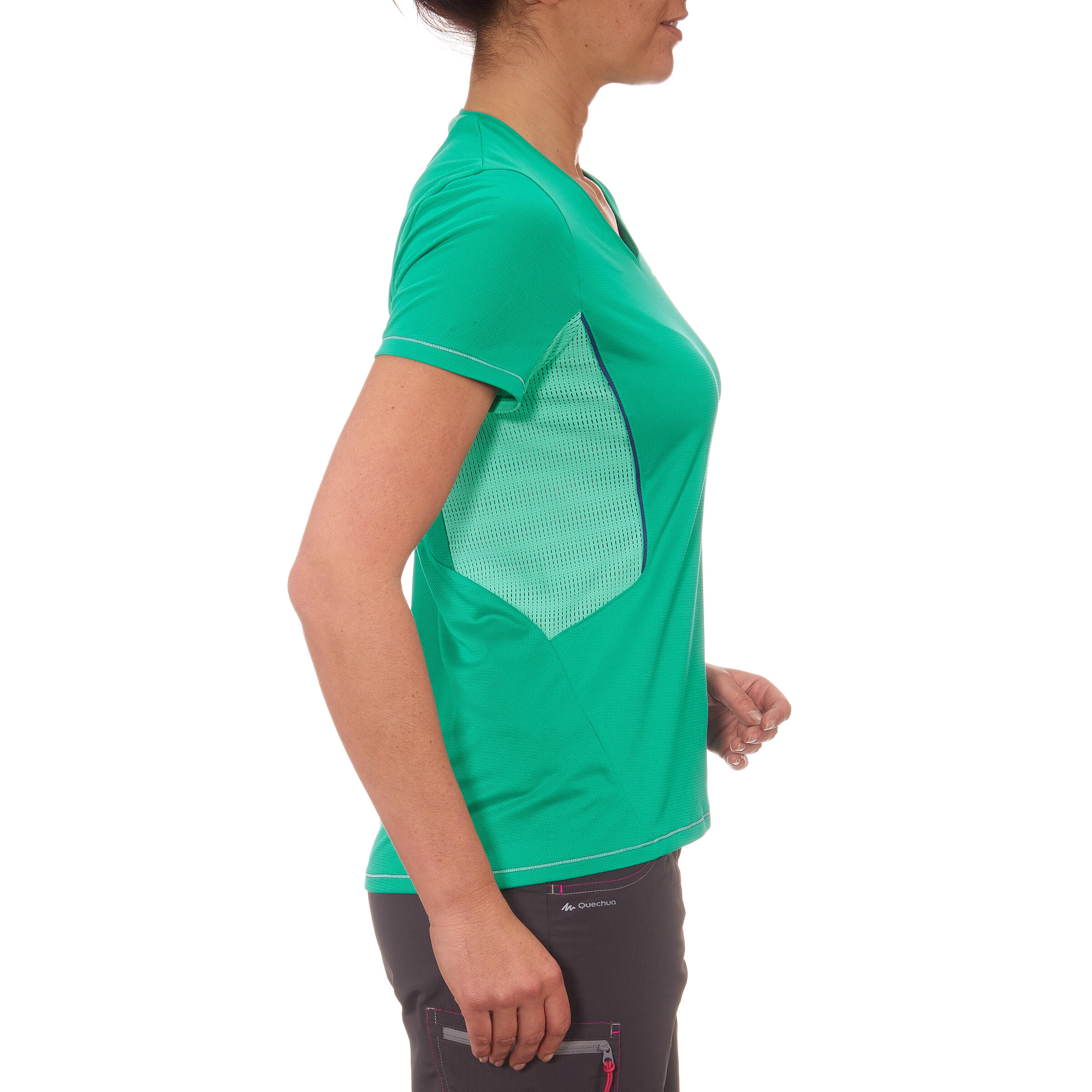 Women's Forclaz 100 short-sleeved Hiking T-shirt Green 3/11