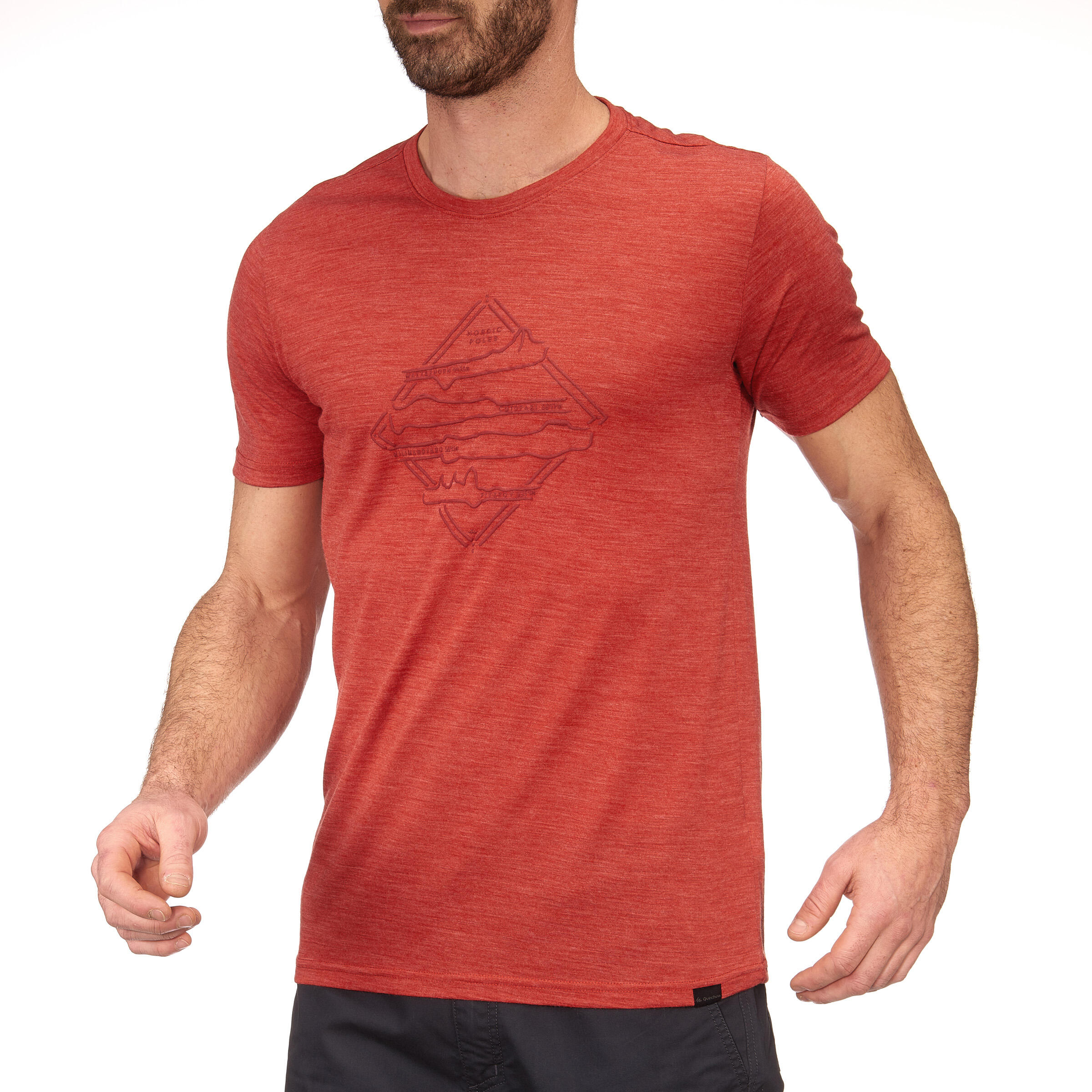 Men's Short-sleeve Hiking T-shirt Techwool 155 - Red 4/4
