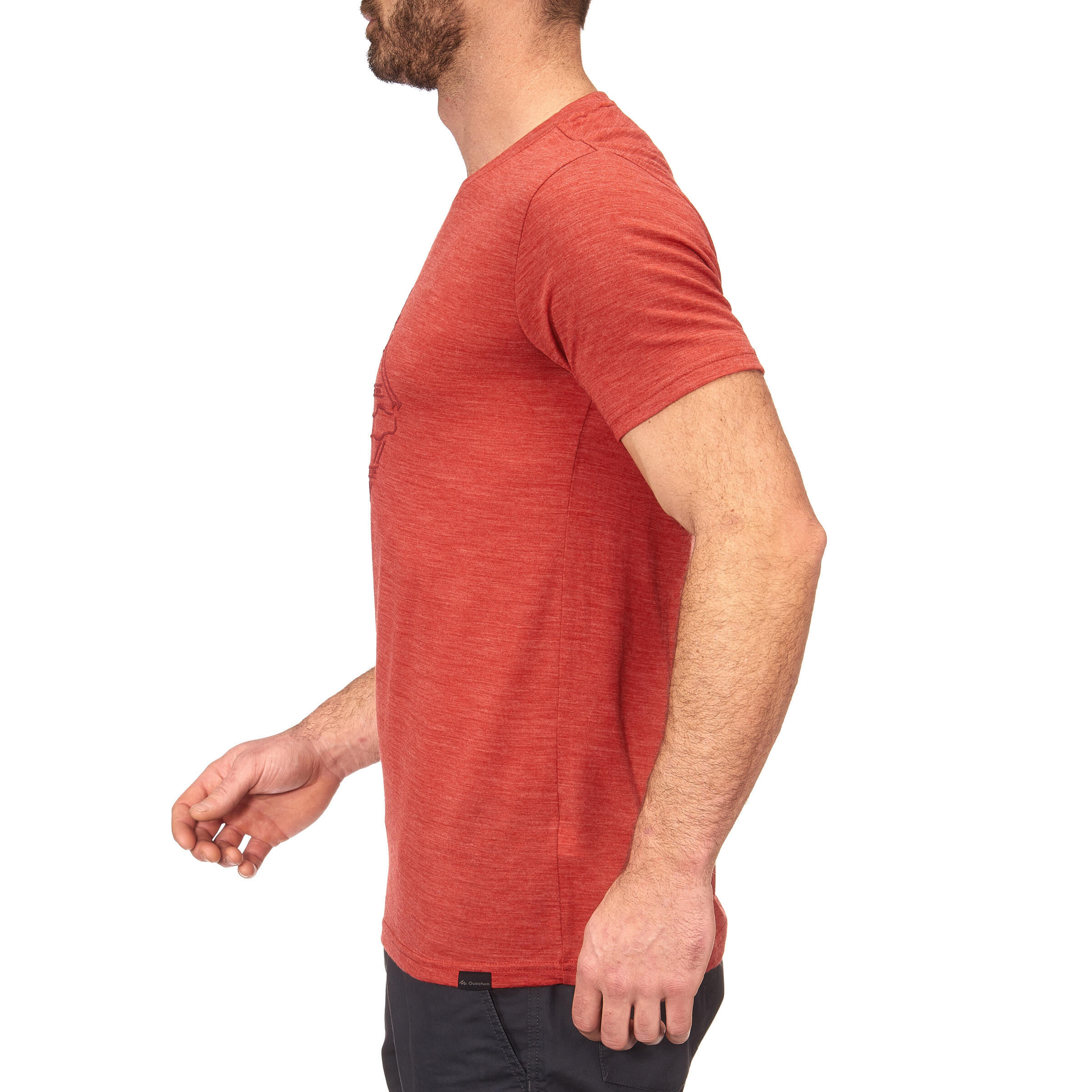 Men's Short-sleeve Hiking T-shirt Techwool 155 - Red 3/4