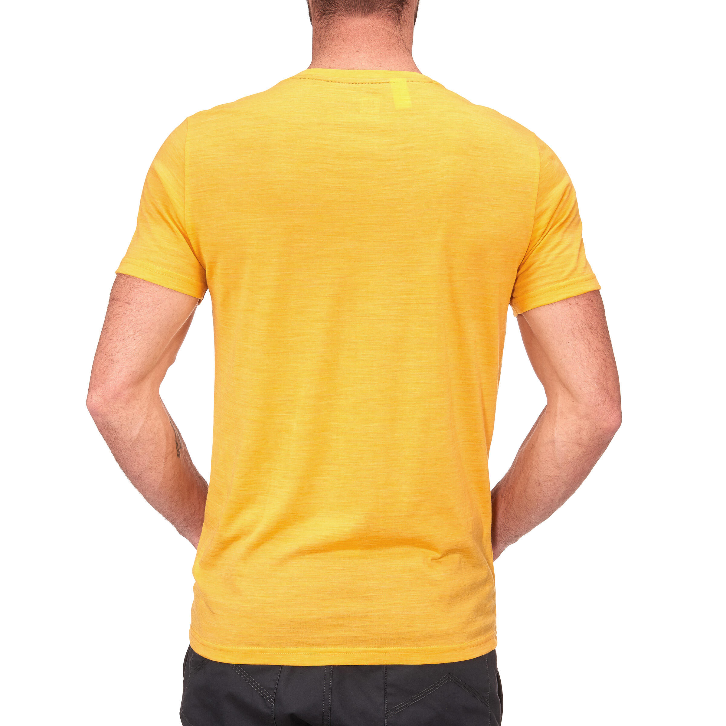 FORCLAZ Men's Short-sleeve Hiking T-shirt Techwool 155 - Yellow