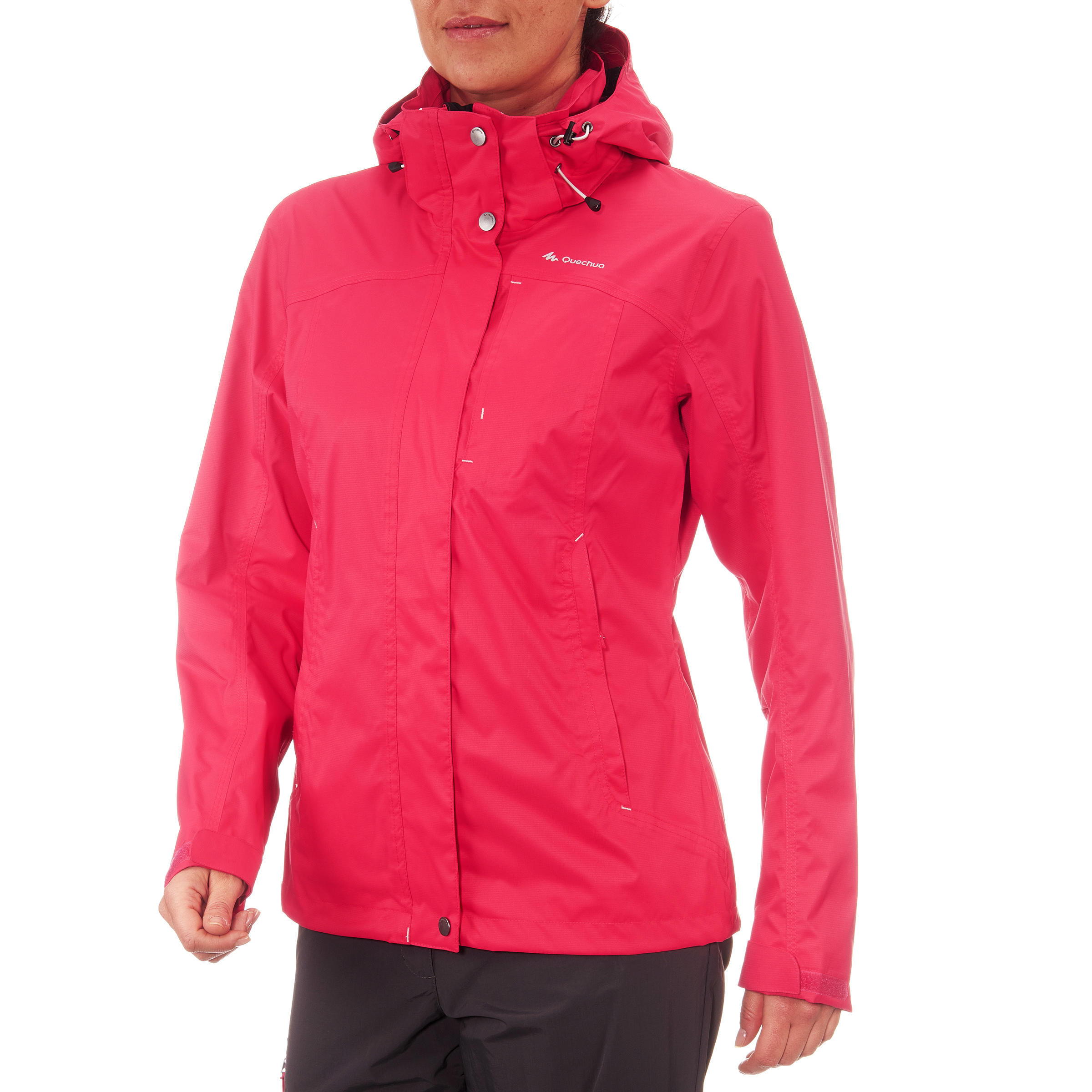 Arpenaz 300 women's waterproof walking rain jacket - Raspberry pink 3/18