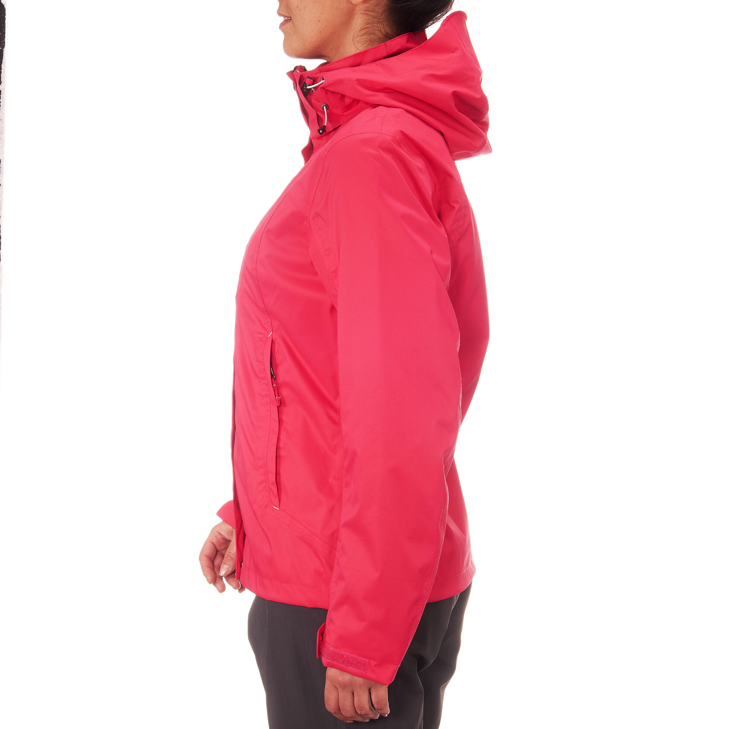 Arpenaz 300 women's waterproof walking rain jacket - Raspberry pink 6/18