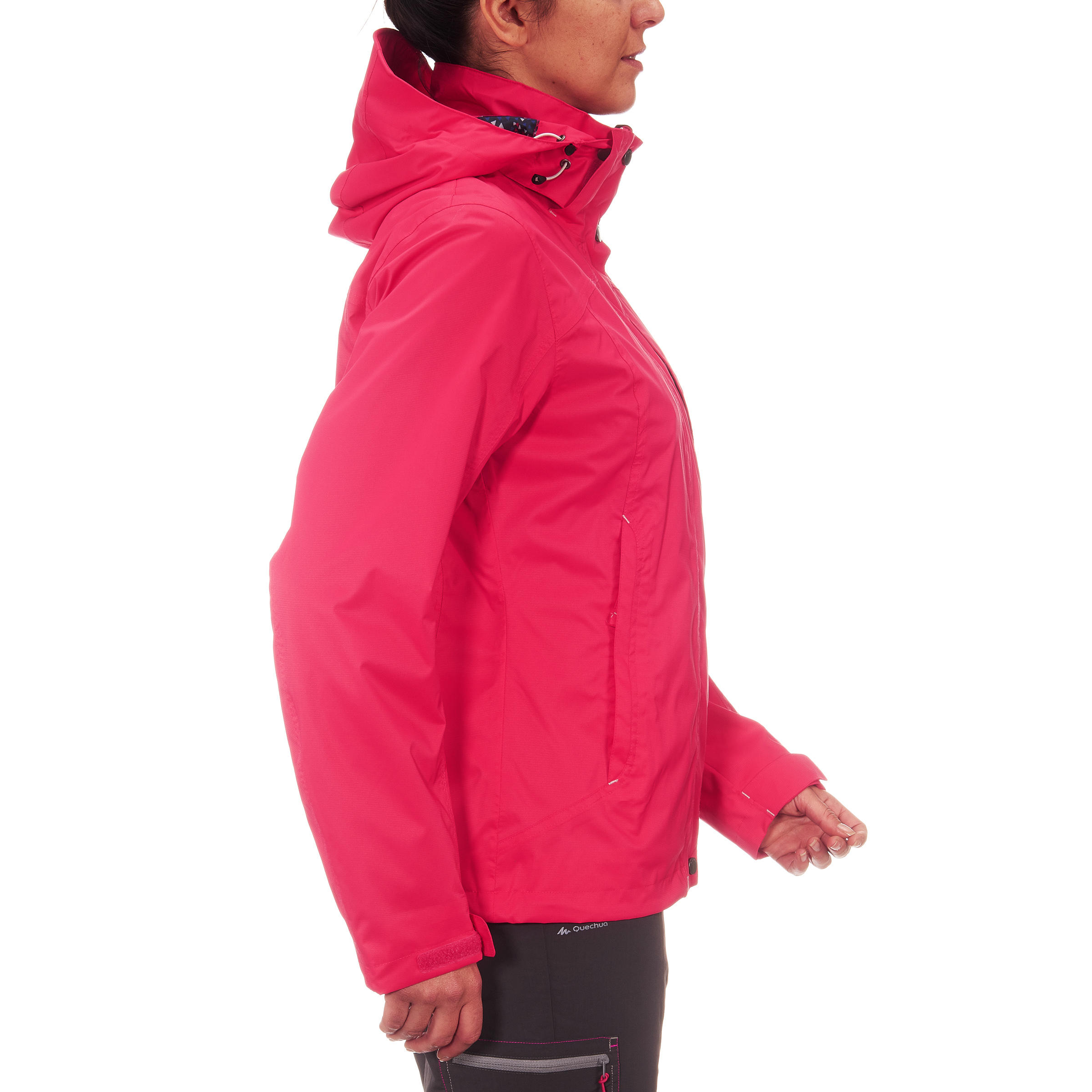 Arpenaz 300 women's waterproof walking rain jacket - Raspberry pink 4/18