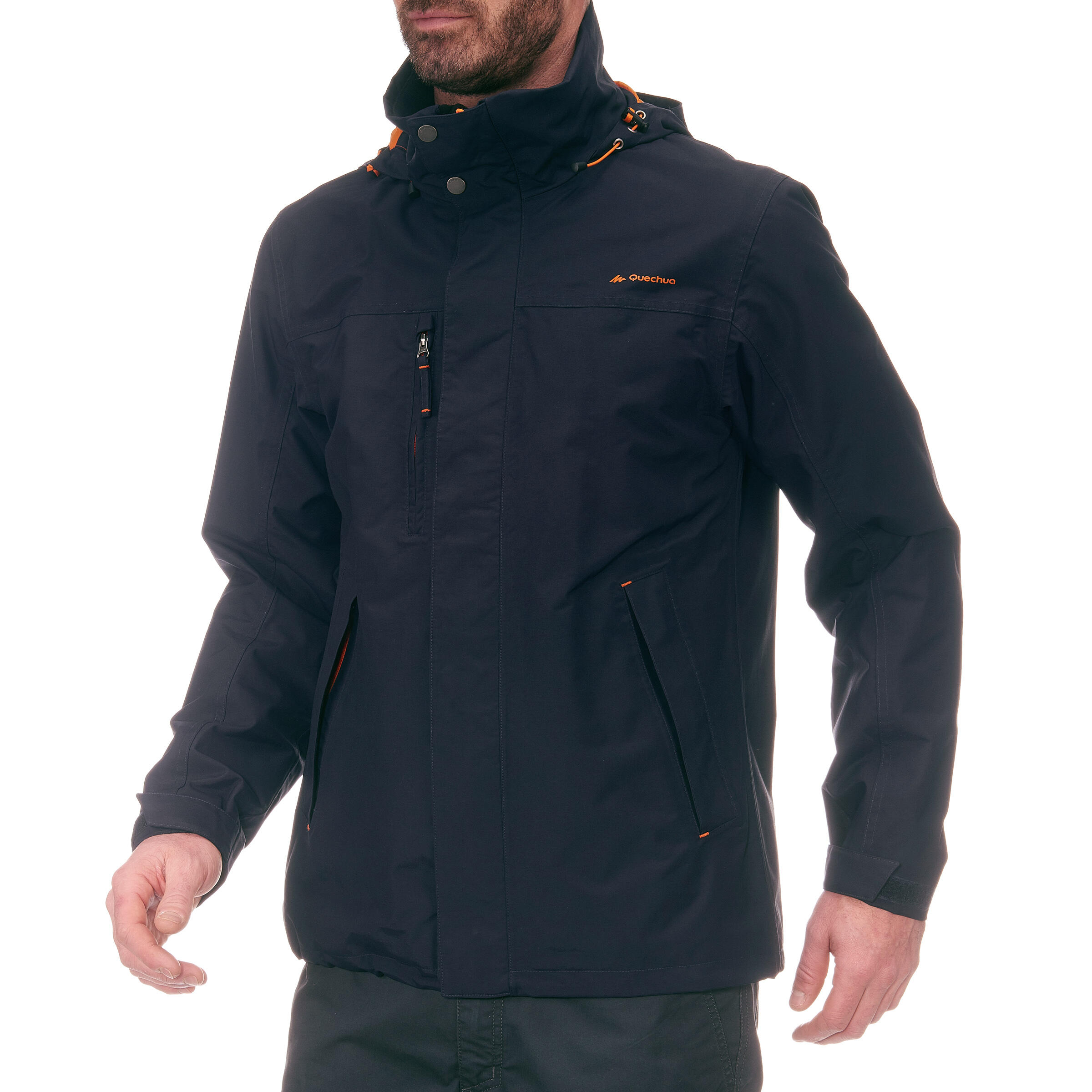 Arpenaz 300 Men's Hiking Waterproof Rain Jacket - Navy Flash 3/18