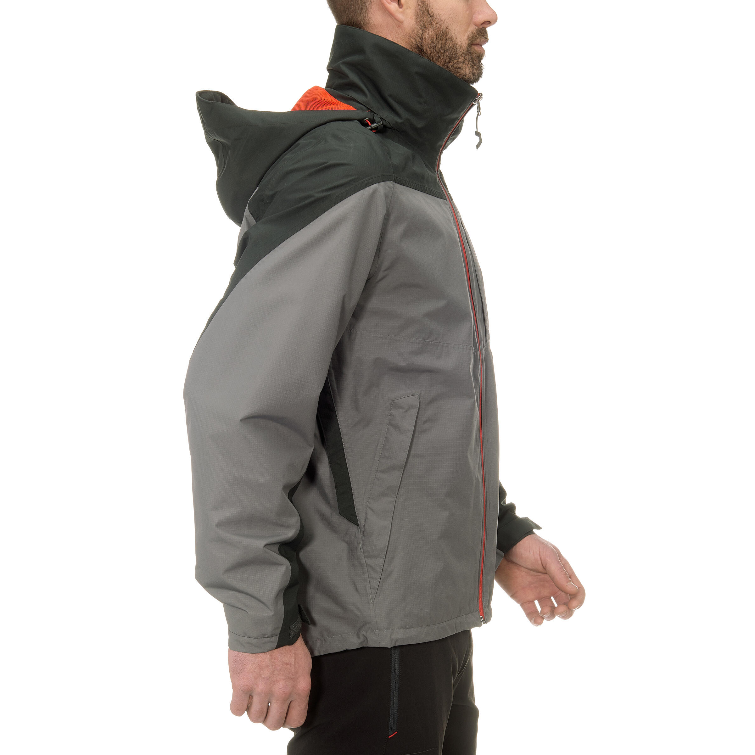 Forclaz 100 Men's Hiking Waterproof Rain jacket - black/grey 6/18