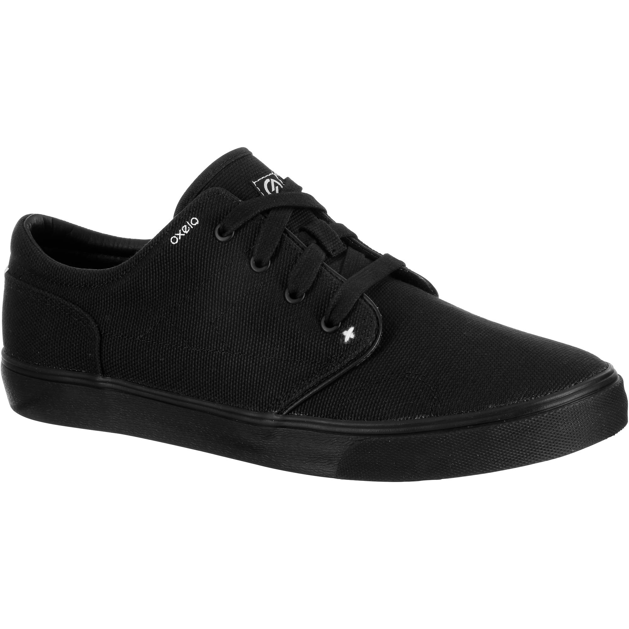 Vulca Canvas Adult Skateboarding Longboarding Low Rise Shoes Full Black oxelo