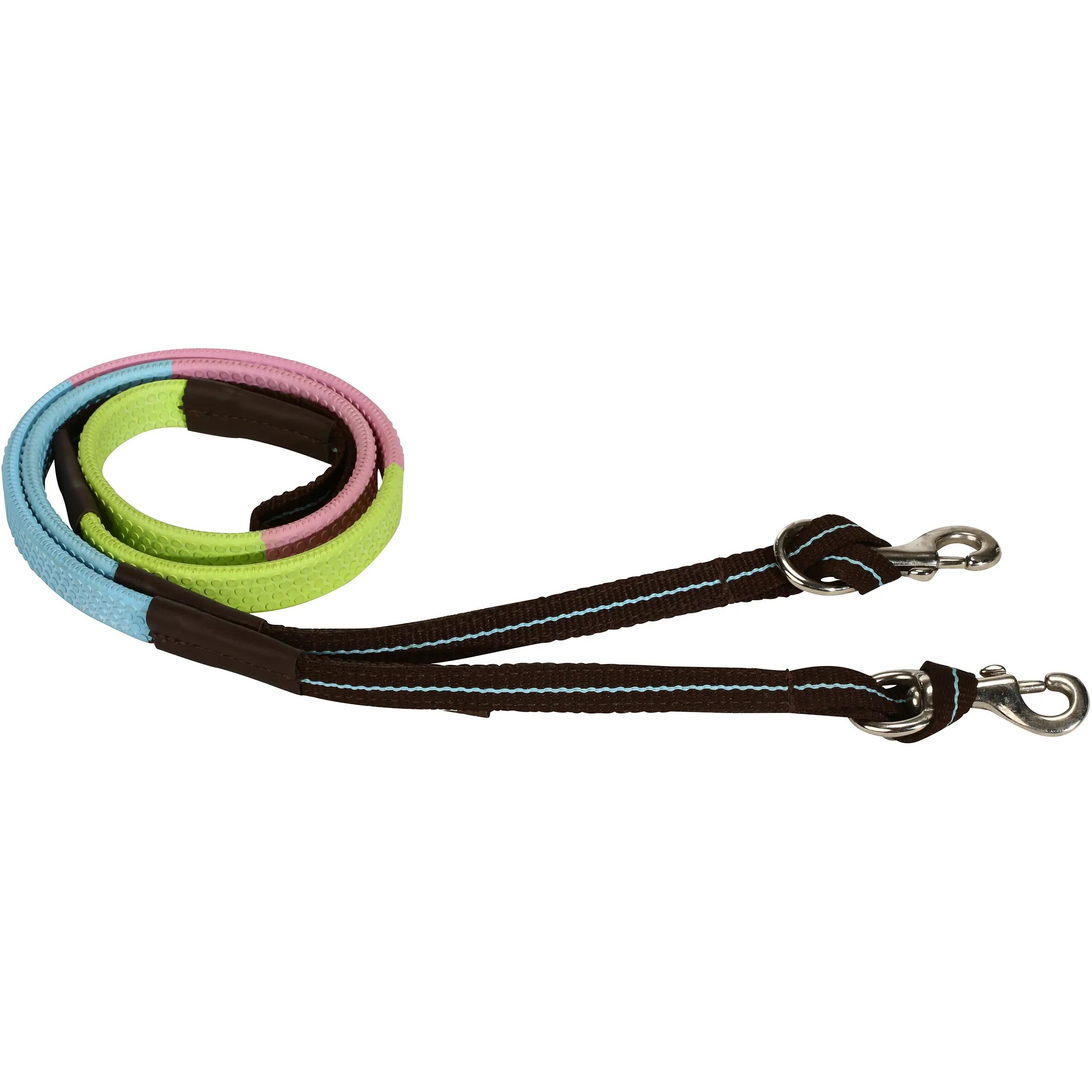 Initiation Horse Riding Pony Bridle + Reins - Brown/Sky Blue 8/14