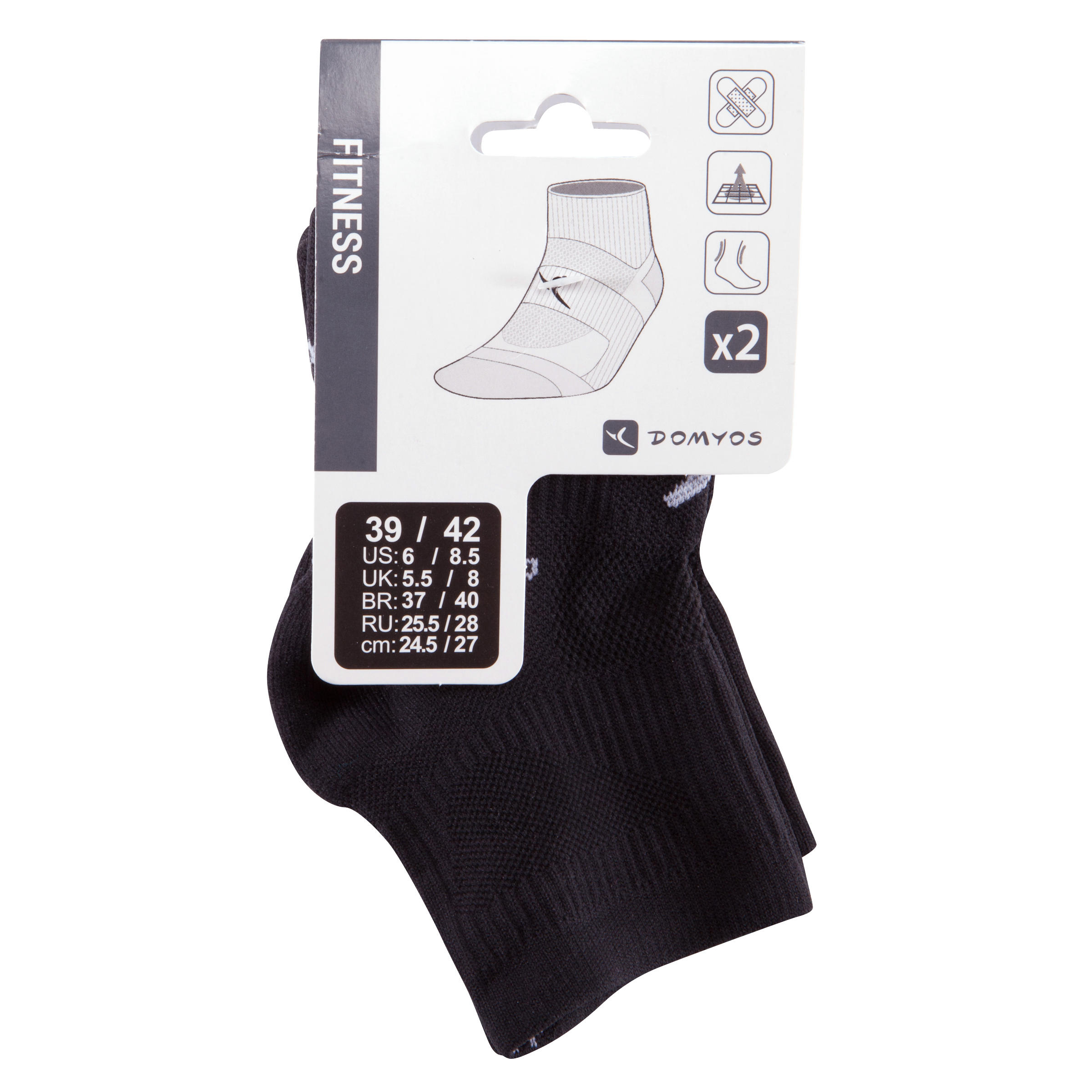 Short Fitness Cardio Training Socks Twin-Pack - Black 8/8