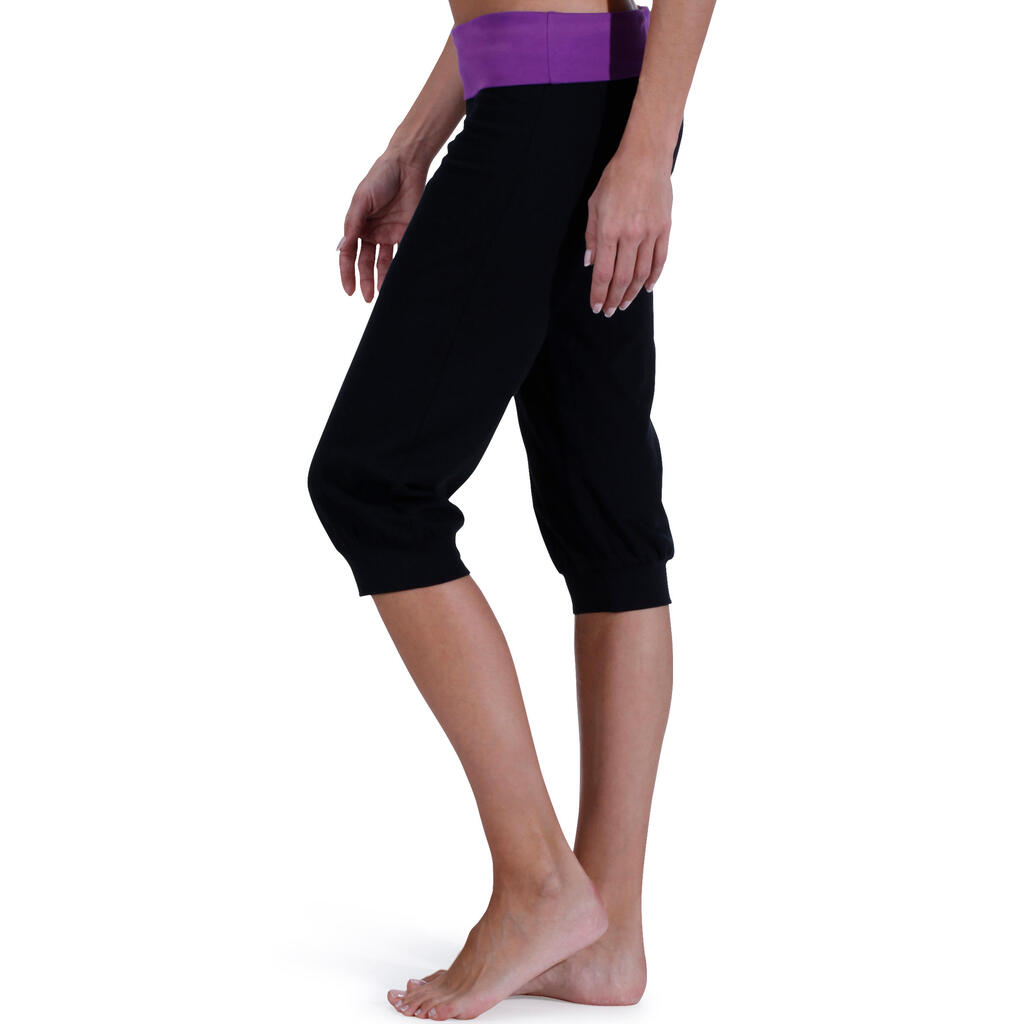 Organic Cotton Yoga Cropped Bottoms - Black