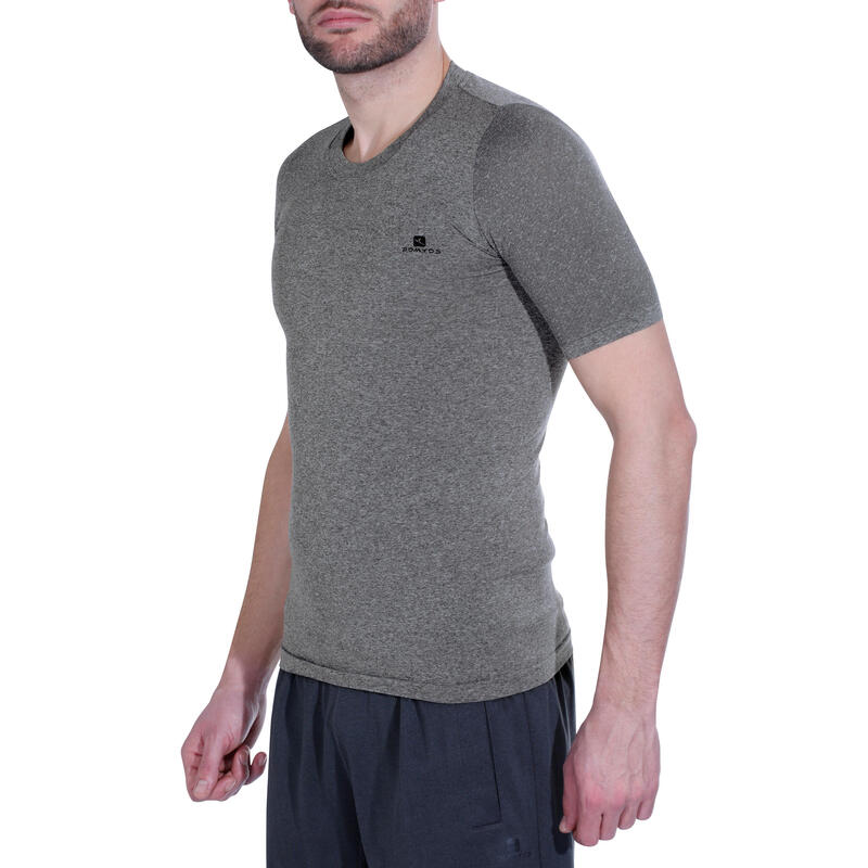 T-shirt compression fitness MUSCLE homme gris