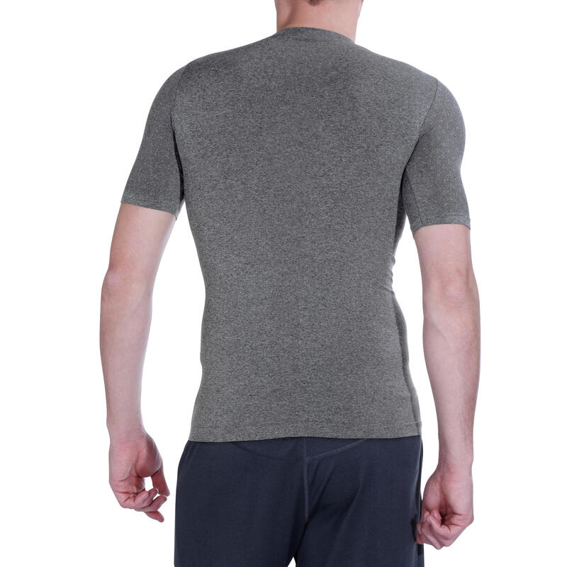 T-shirt compression fitness MUSCLE homme gris