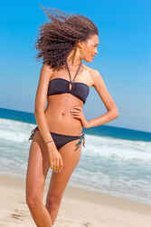 Nahia women's customisable bandeau swimsuit top - Black