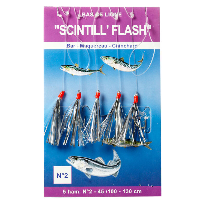 Onderlijn Scintll'flash 5 haken nr. 2 voor vissen op zee