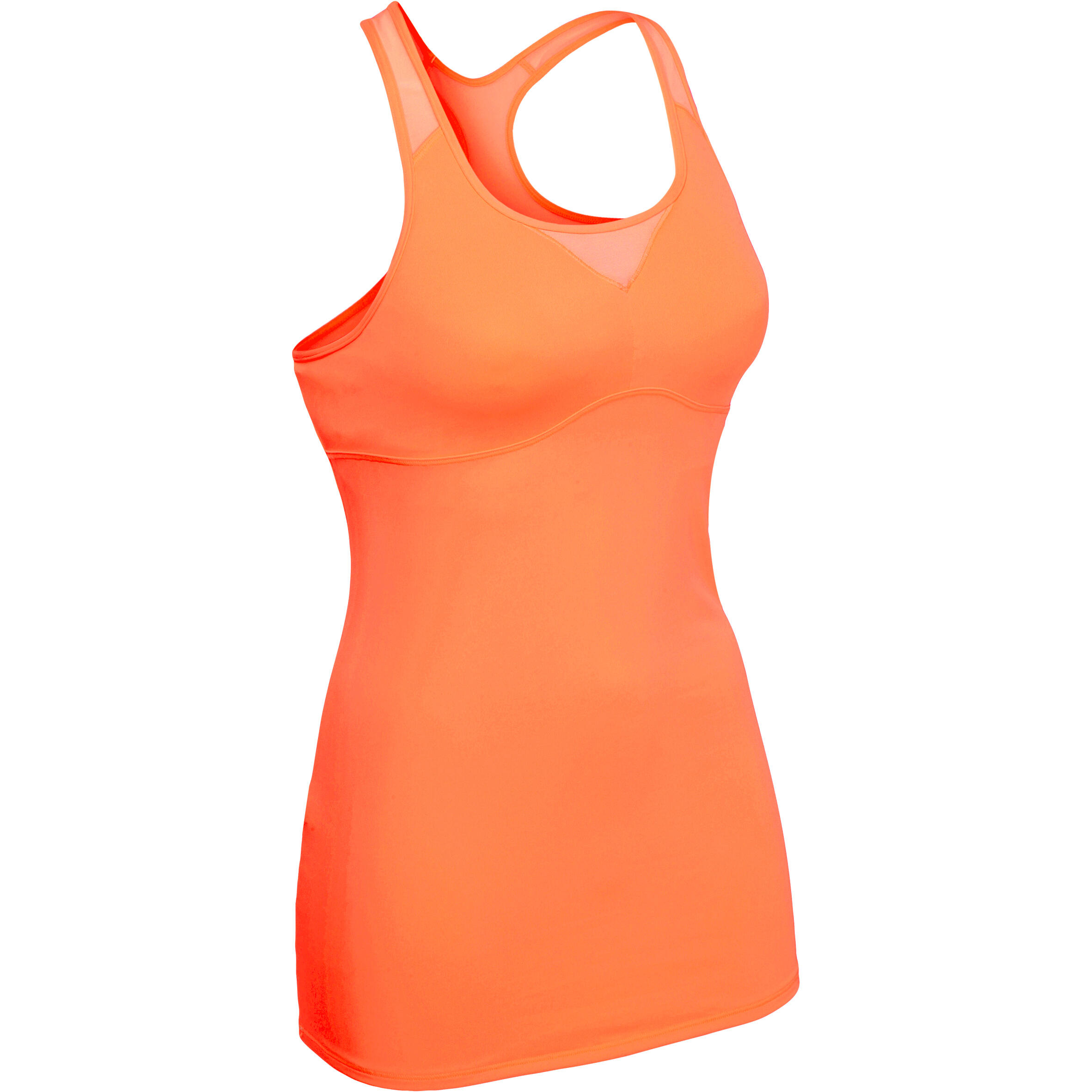 Breathe Women's Fitness Tank Top with Built-in Bra - Neon Orange DOMYOS ...