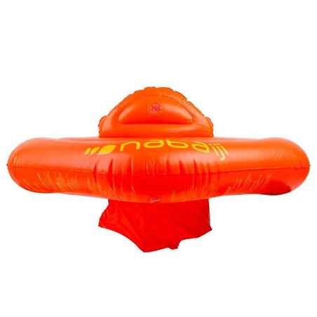 Baby's orange inflatable swim ring with seat for infants weighing 11- 15 kg