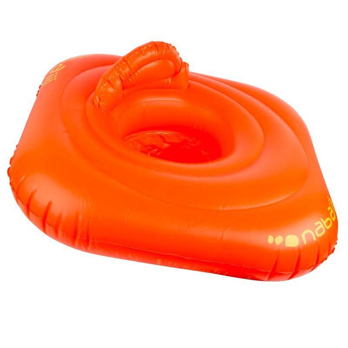 Baby's orange inflatable swim ring with seat for infants weighing 11- 15 kg