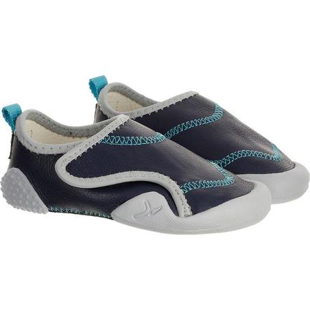 Baby Gym Light Leather Shoes - Navy Blue - Decathlon