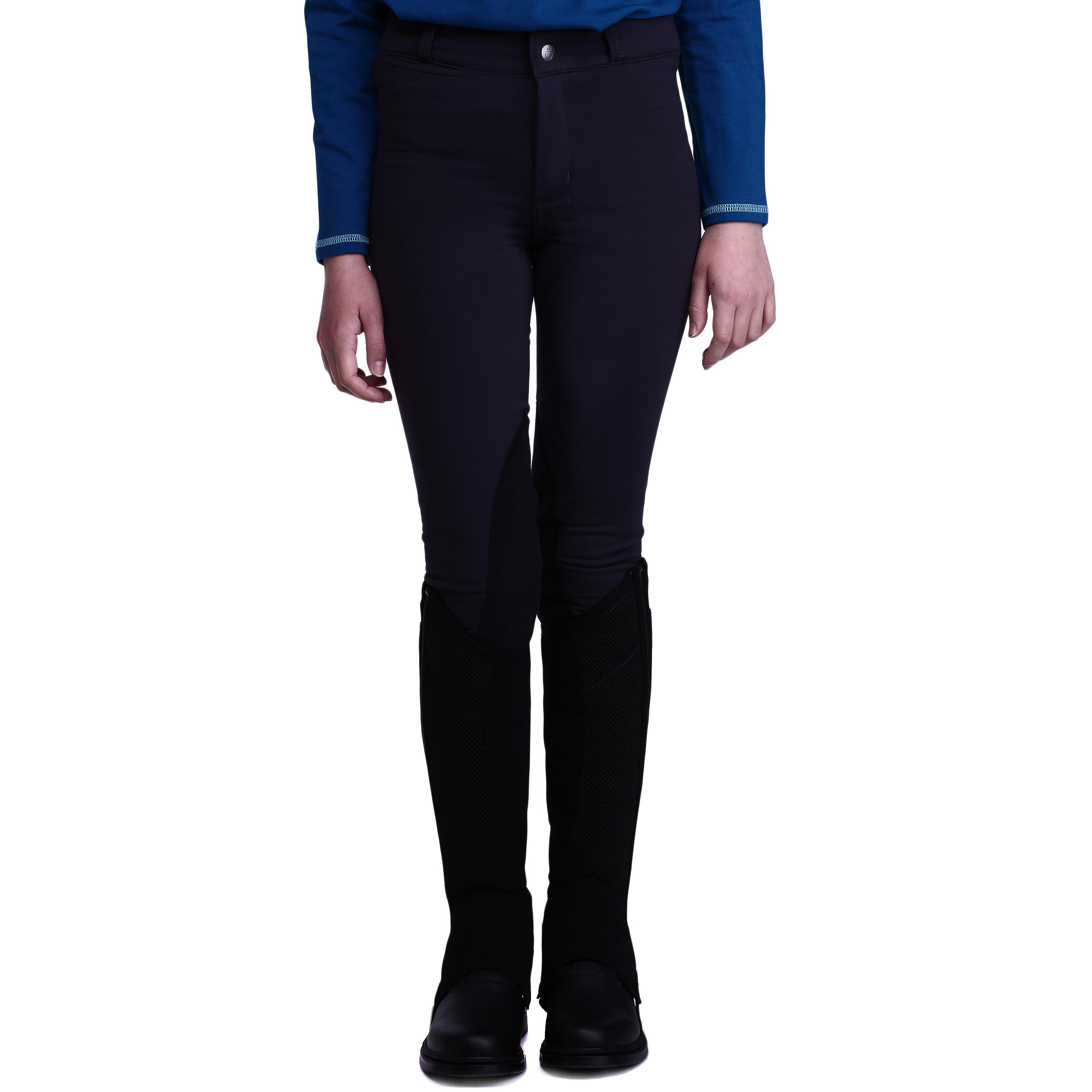 Schooling Kids' Warm Horse Riding Warm Jodhpurs - Black 3/17