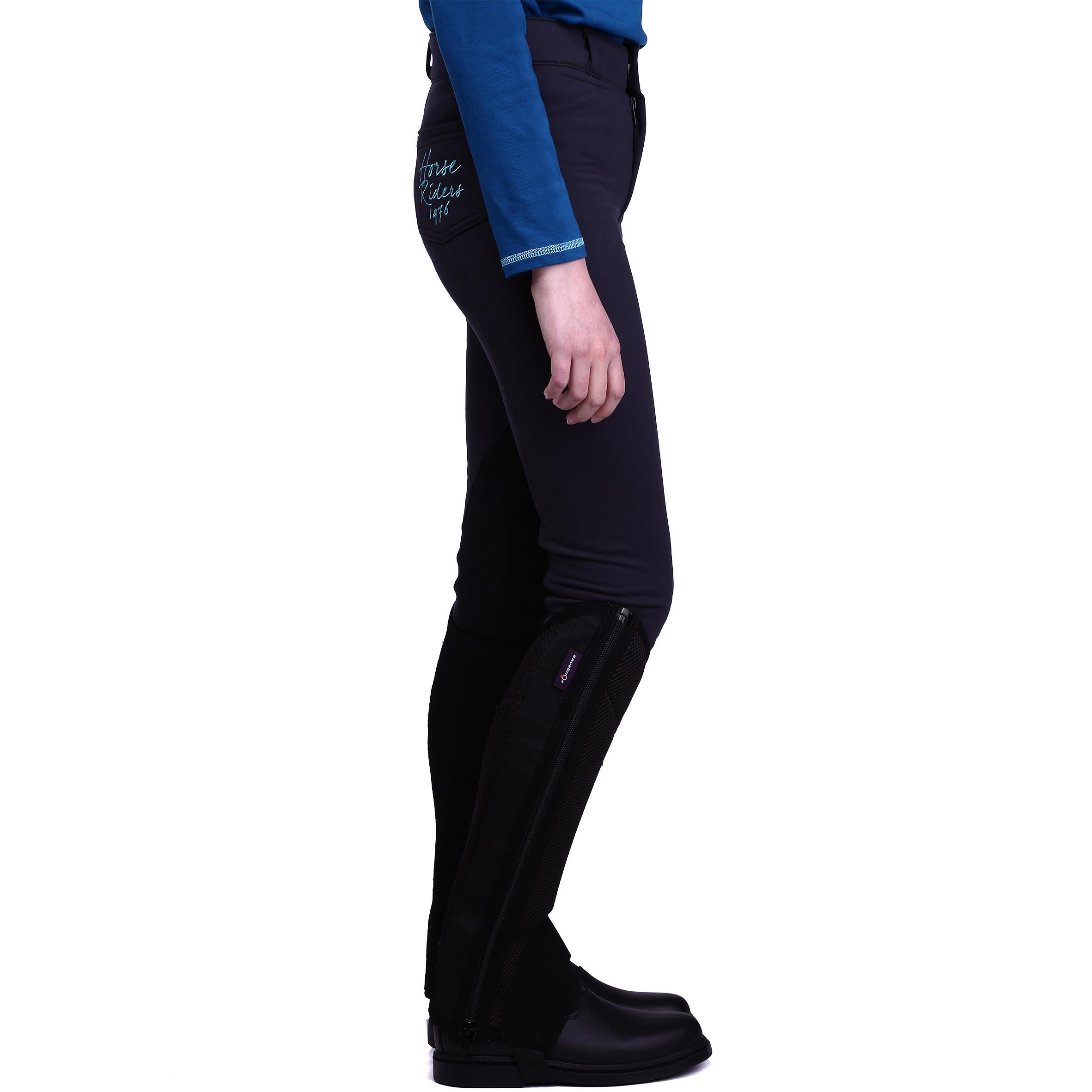 Schooling Kids' Warm Horse Riding Warm Jodhpurs - Black 4/17