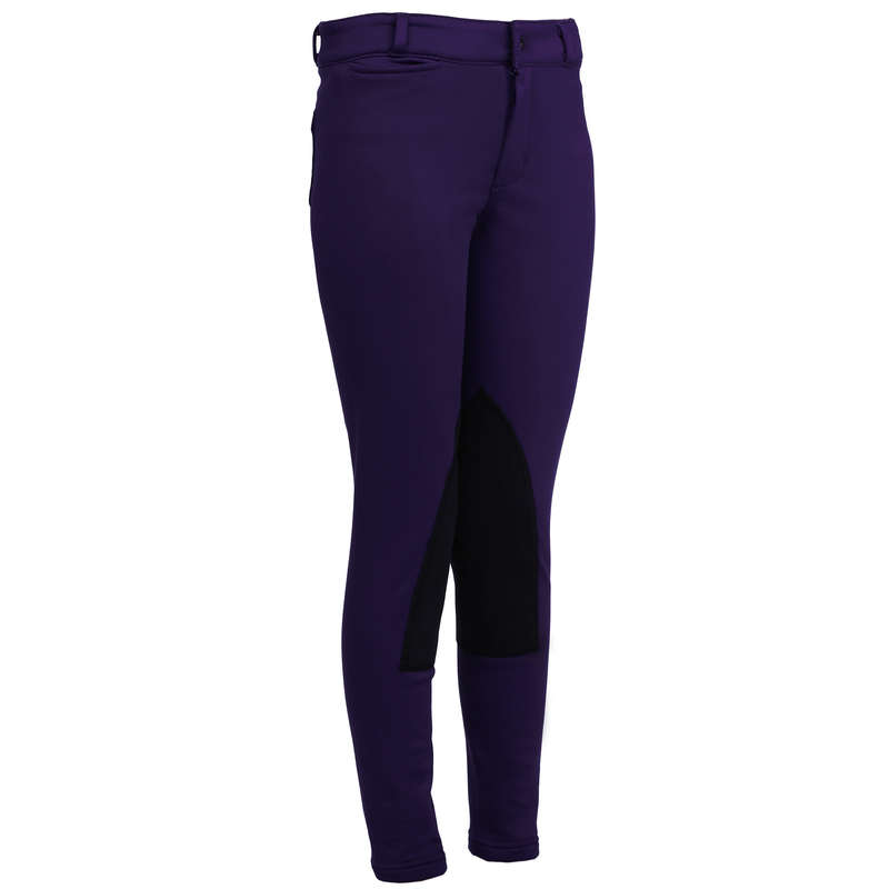 FOUGANZA SCHOOLING KIDS HORSE RIDING JODHPURS WARM PURPLE...