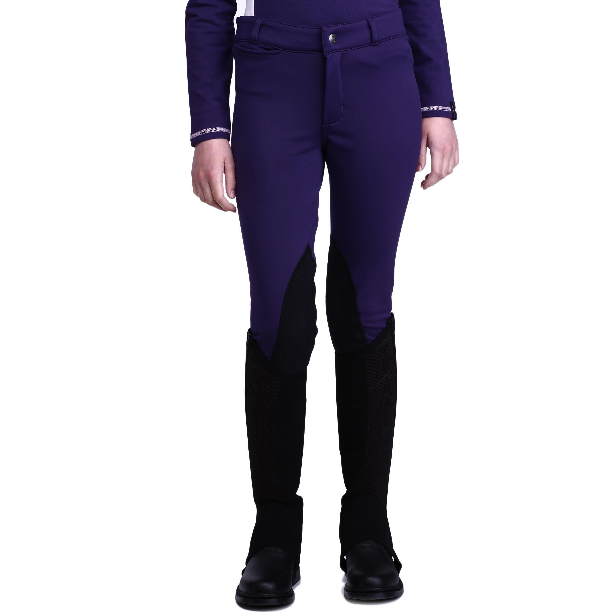 Schooling Kids' Warm Horse Riding Jodhpurs - Purple 3/18