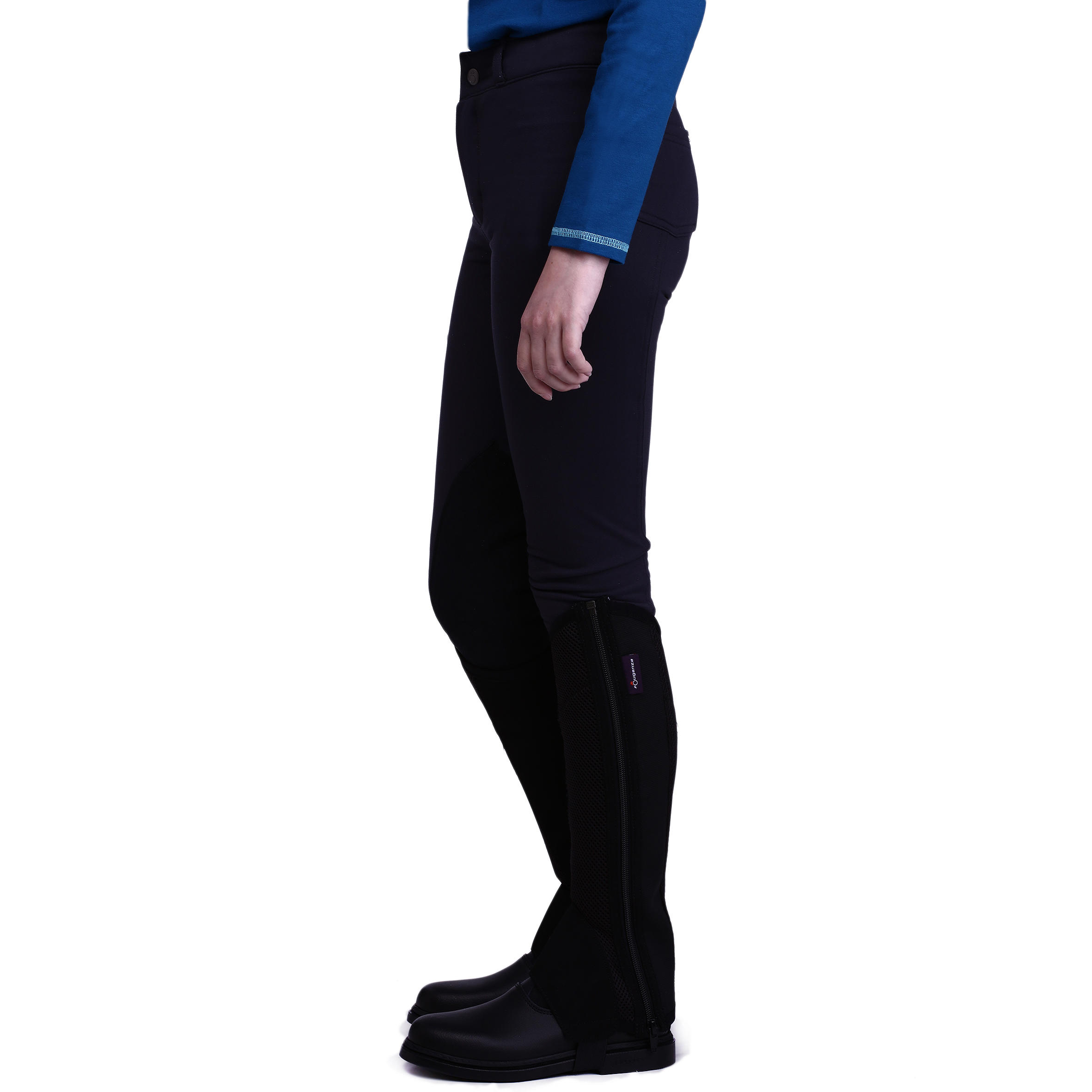 Schooling Kids' Warm Horse Riding Warm Jodhpurs - Black 6/17