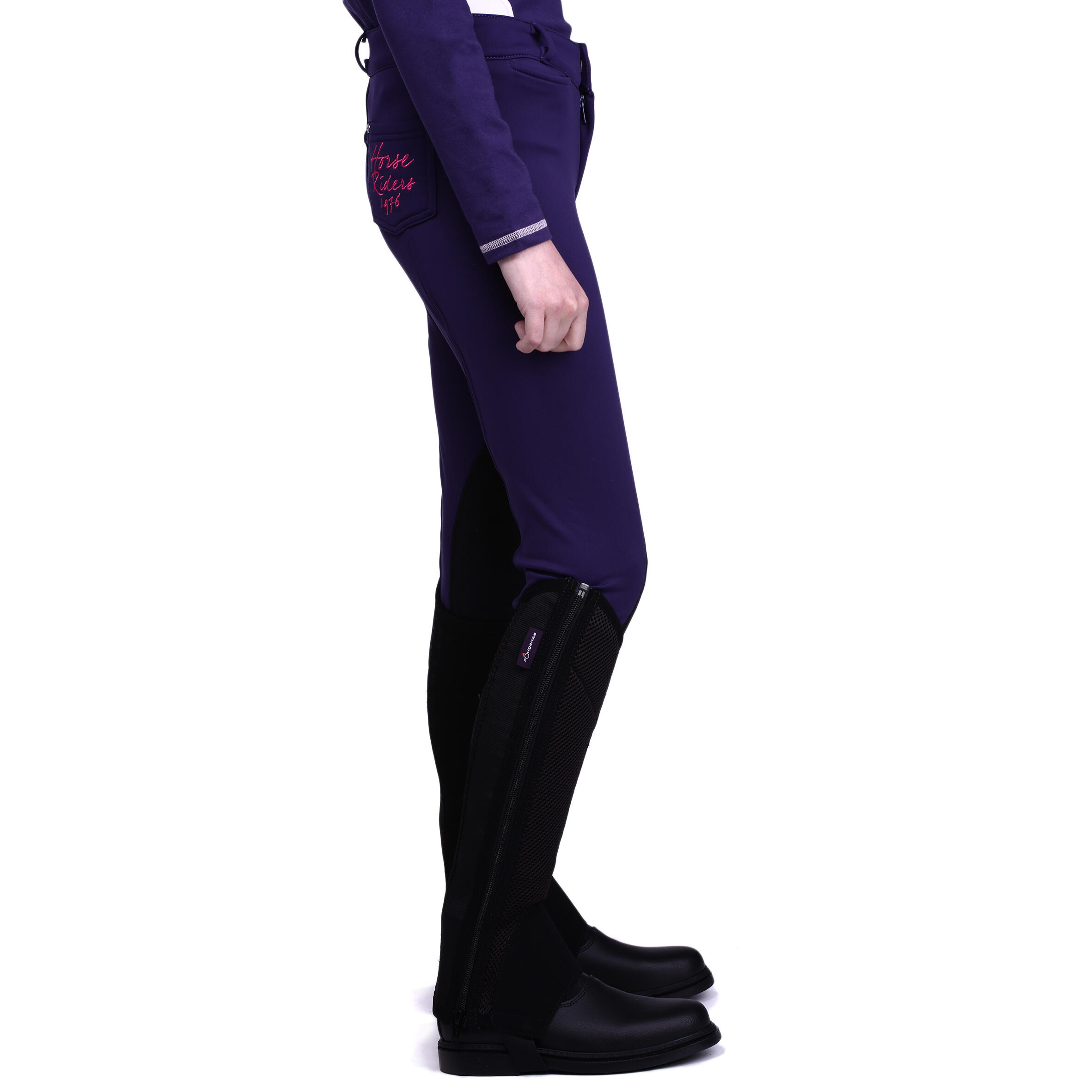 Schooling Kids' Warm Horse Riding Jodhpurs - Purple 4/18