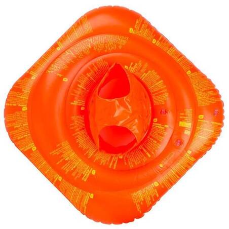 Baby's orange inflatable swim ring with seat for infants weighing 11- 15 kg