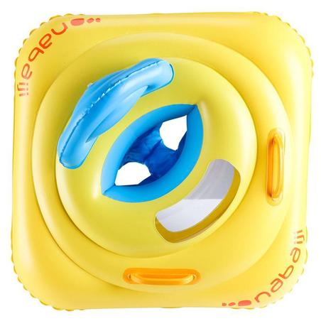 Yellow baby seat swim ring with window and handles