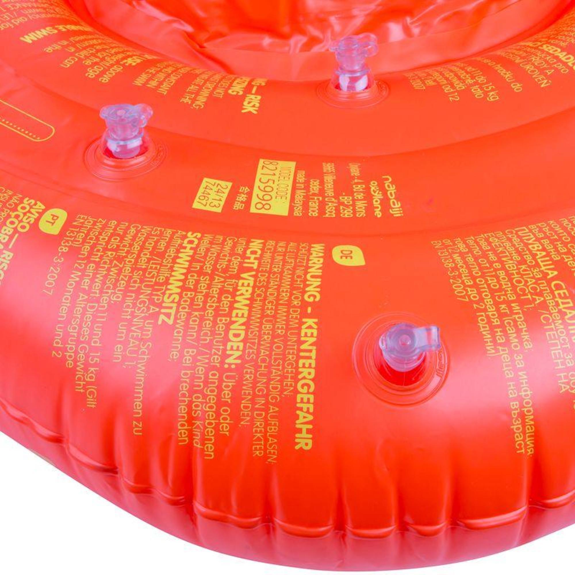 Bouée piscine gonflable orange avec siège pour bébés de 11-15 kg