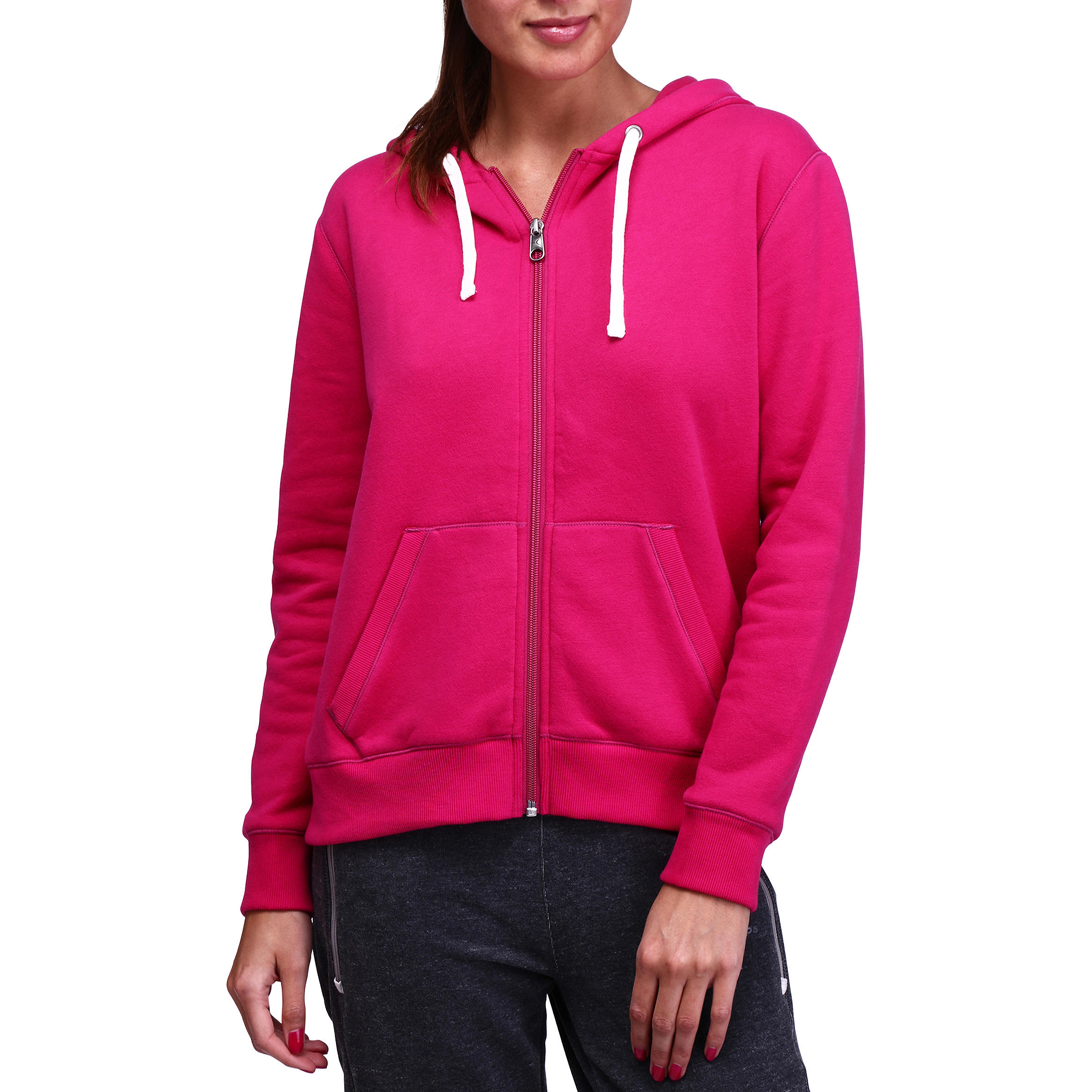Women's Fitness Hooded Zip-up Jacket - Dark Pink 2/16