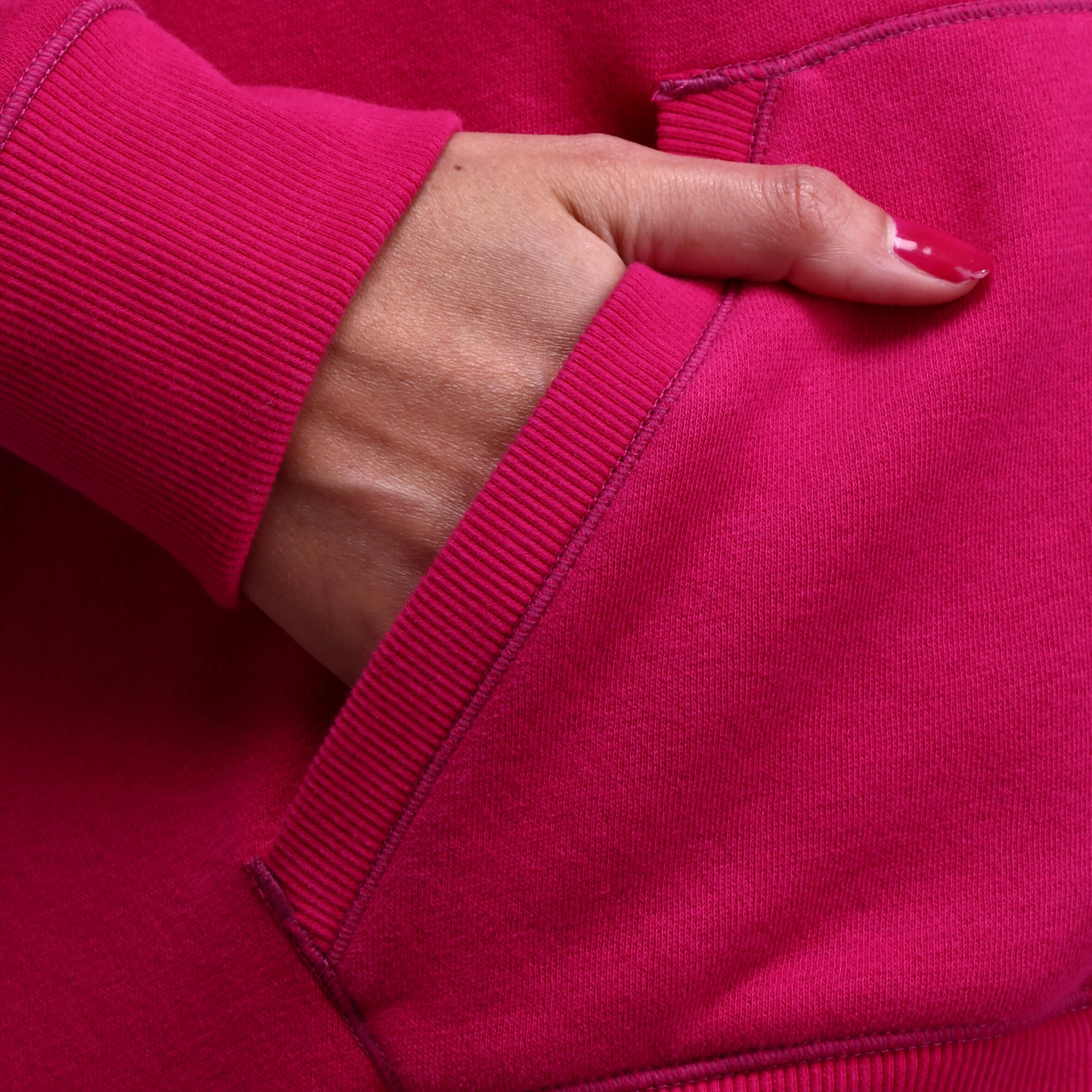 Women's Fitness Hooded Zip-up Jacket - Dark Pink 9/16