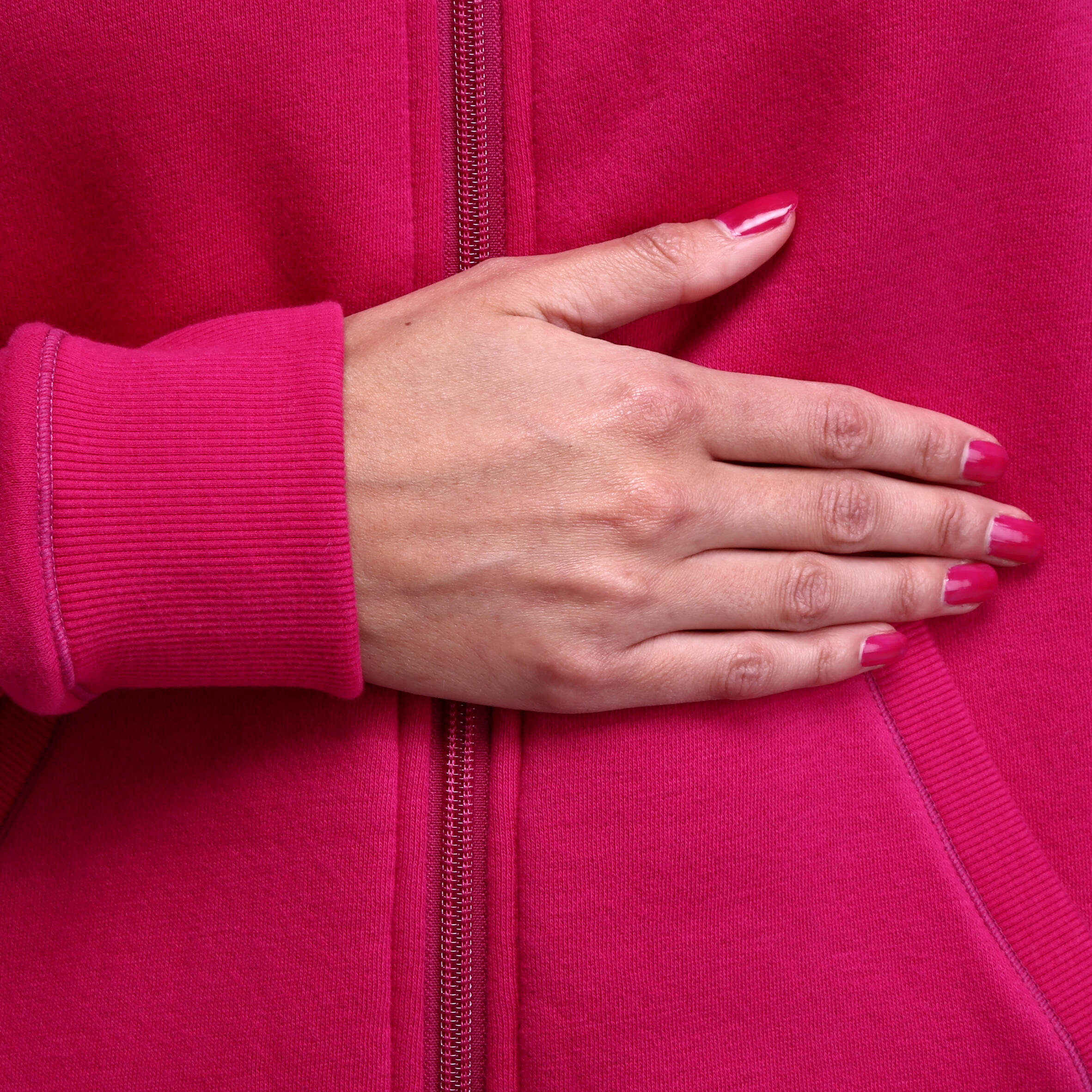 Women's Fitness Hooded Zip-up Jacket - Dark Pink 10/16