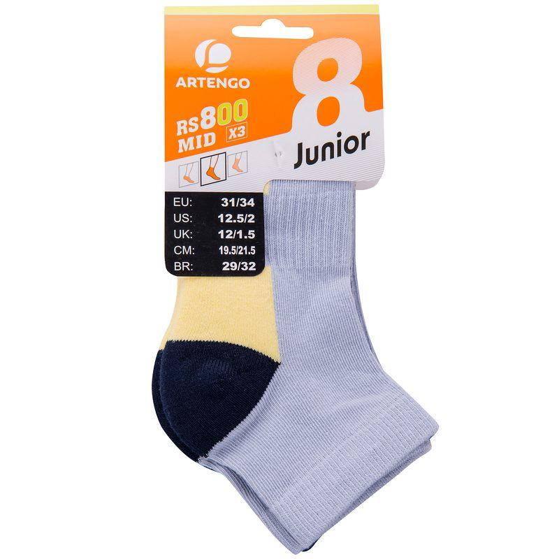 CHAUSSETTES DE SPORT MID JUNIOR RS800 GRIS LOT DE 3