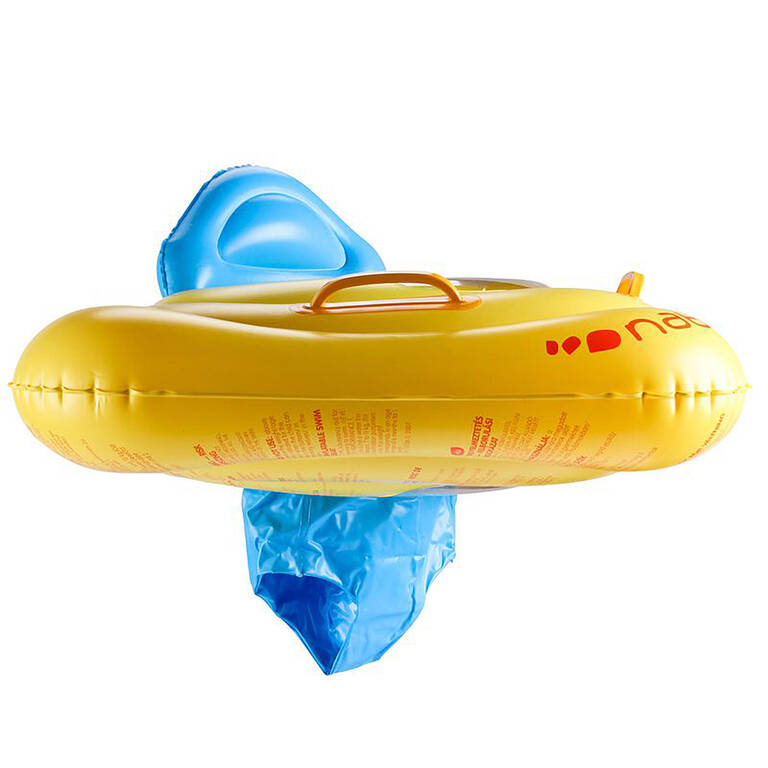 Yellow baby seat buoy for swimming pool with porthole with handles 7-11 kg