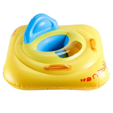 Flotador con asiento para bebé amarillo con ventana y manillas 