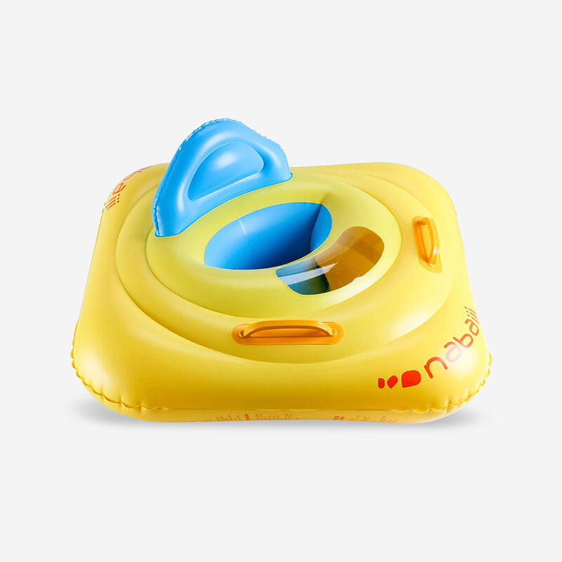 Flotador con asiento para bebé amarillo con ventana y manillas 