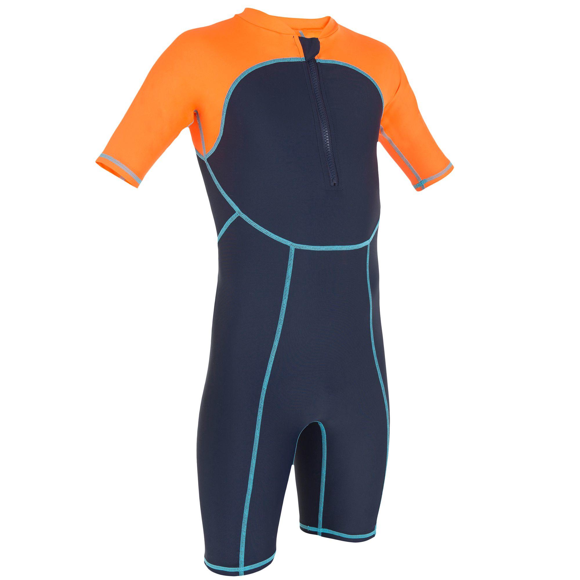 Shorty Boys' Swimming Wetsuit Blue Orange Nabaiji
