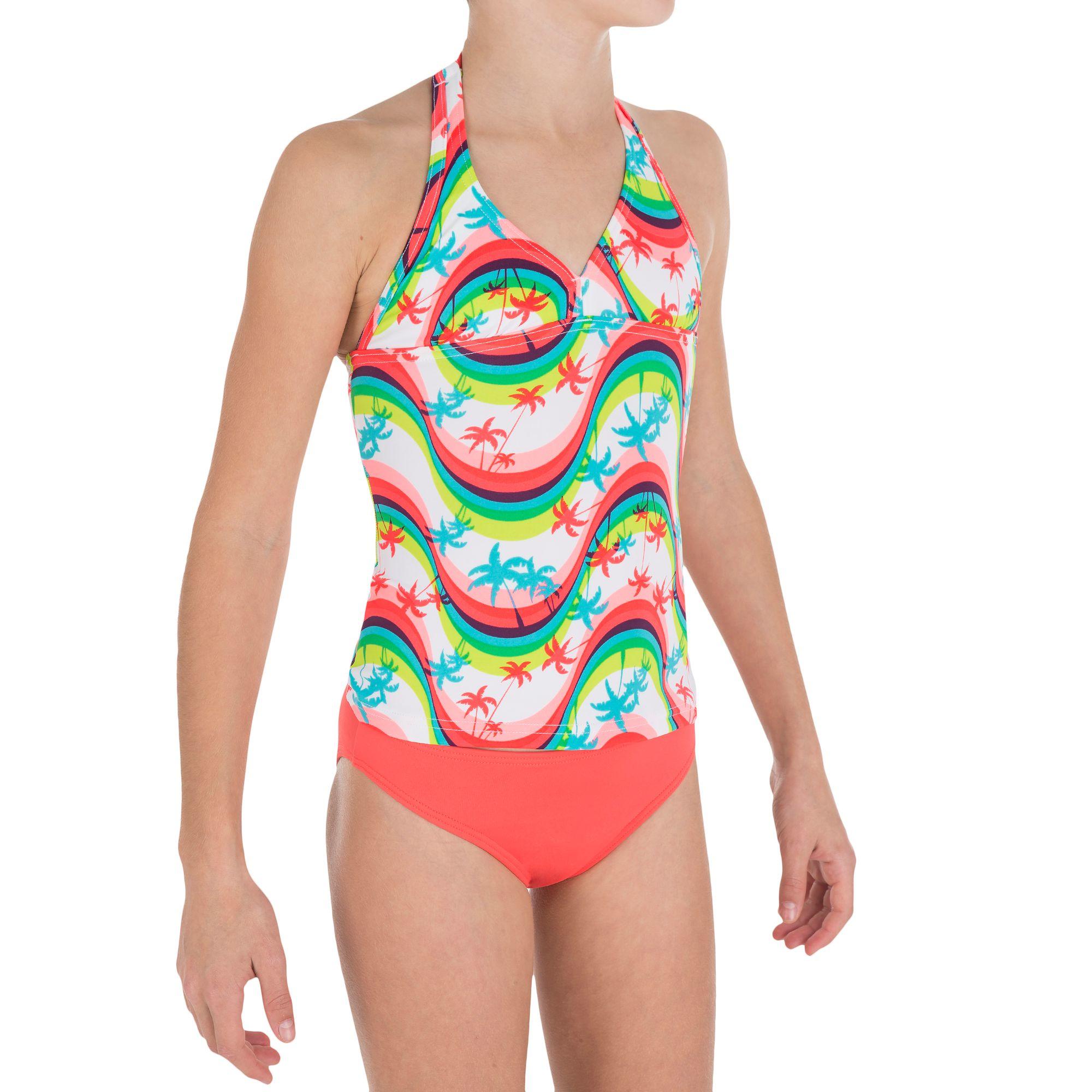 TRIBORD LG Wavy Girls' Two-Piece Halterneck Tankini Swimsuit