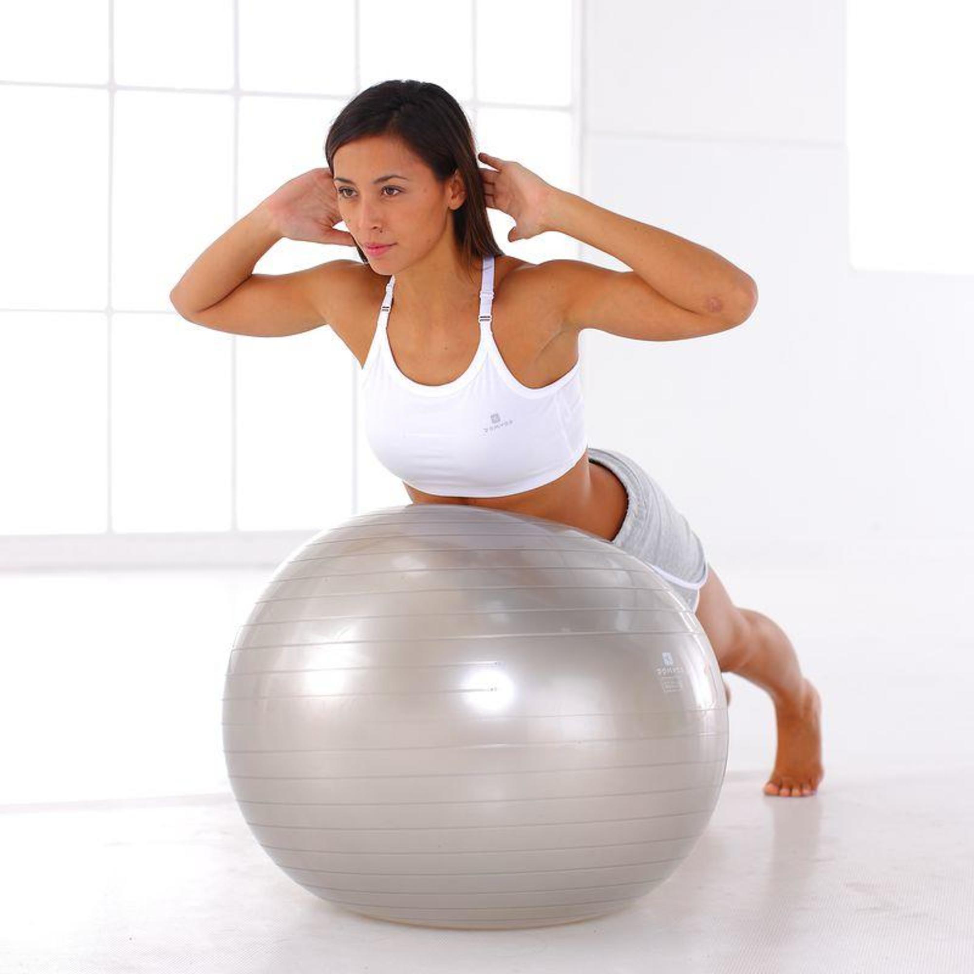 Мяч для фитнеса «фитбол-65 с эспандерами» (Fitness Ball with Expanders, Grey)