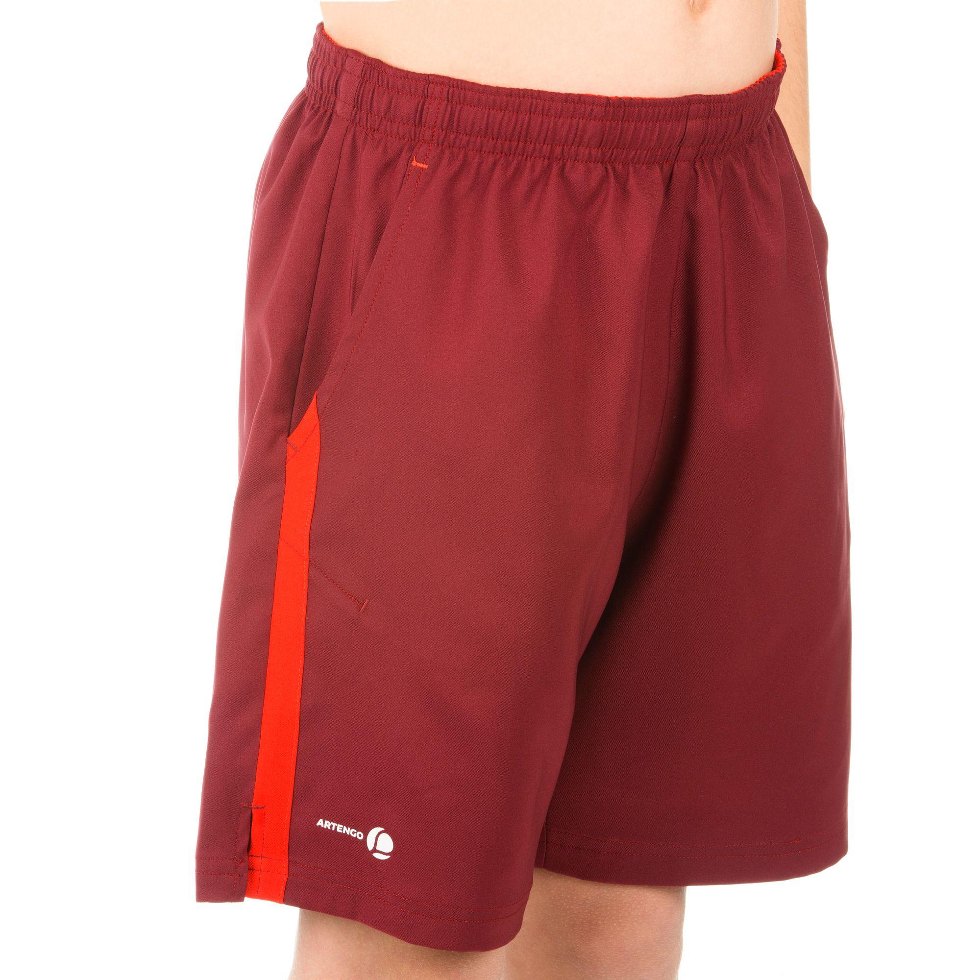 Soft Boys' Tennis Badminton Padel Ping Pong Squash Shorts - Burgundy 3/7