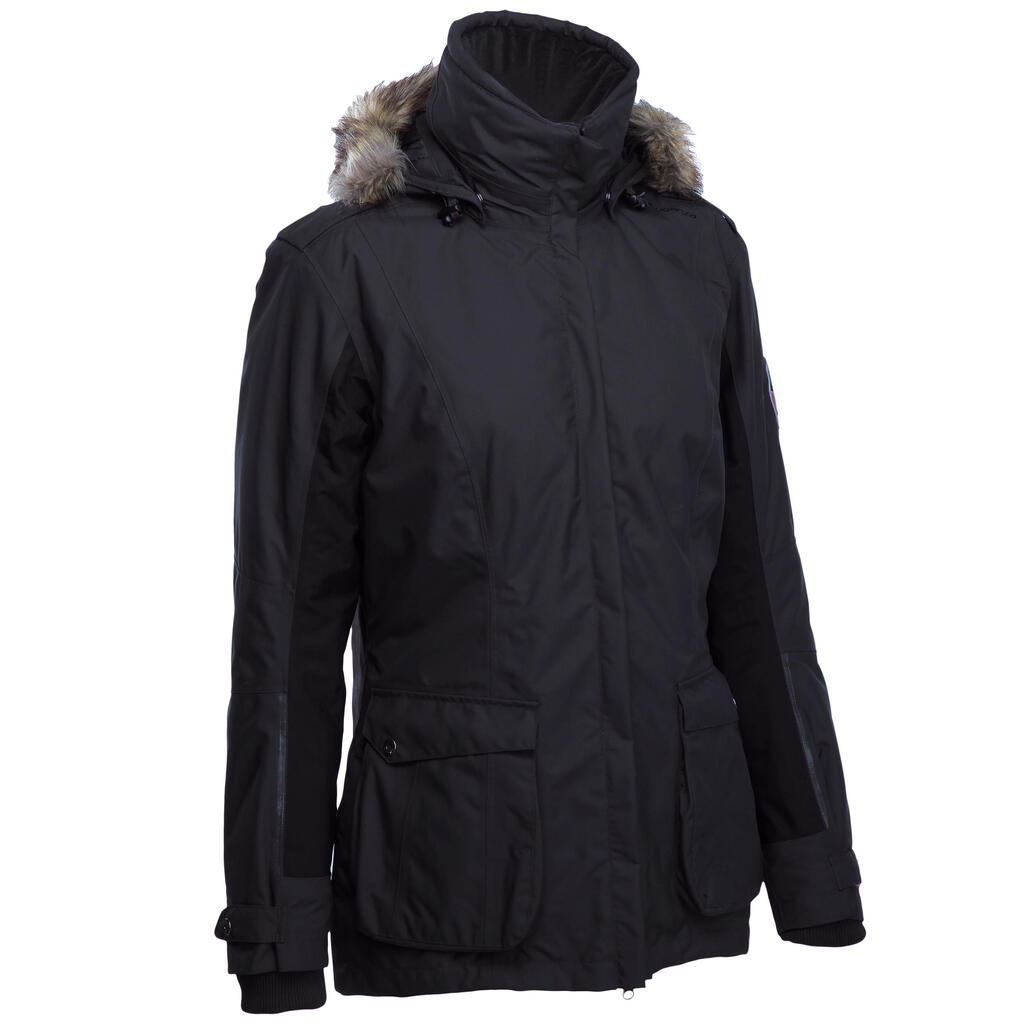 Paddock women's warm horse riding parka - dark grey